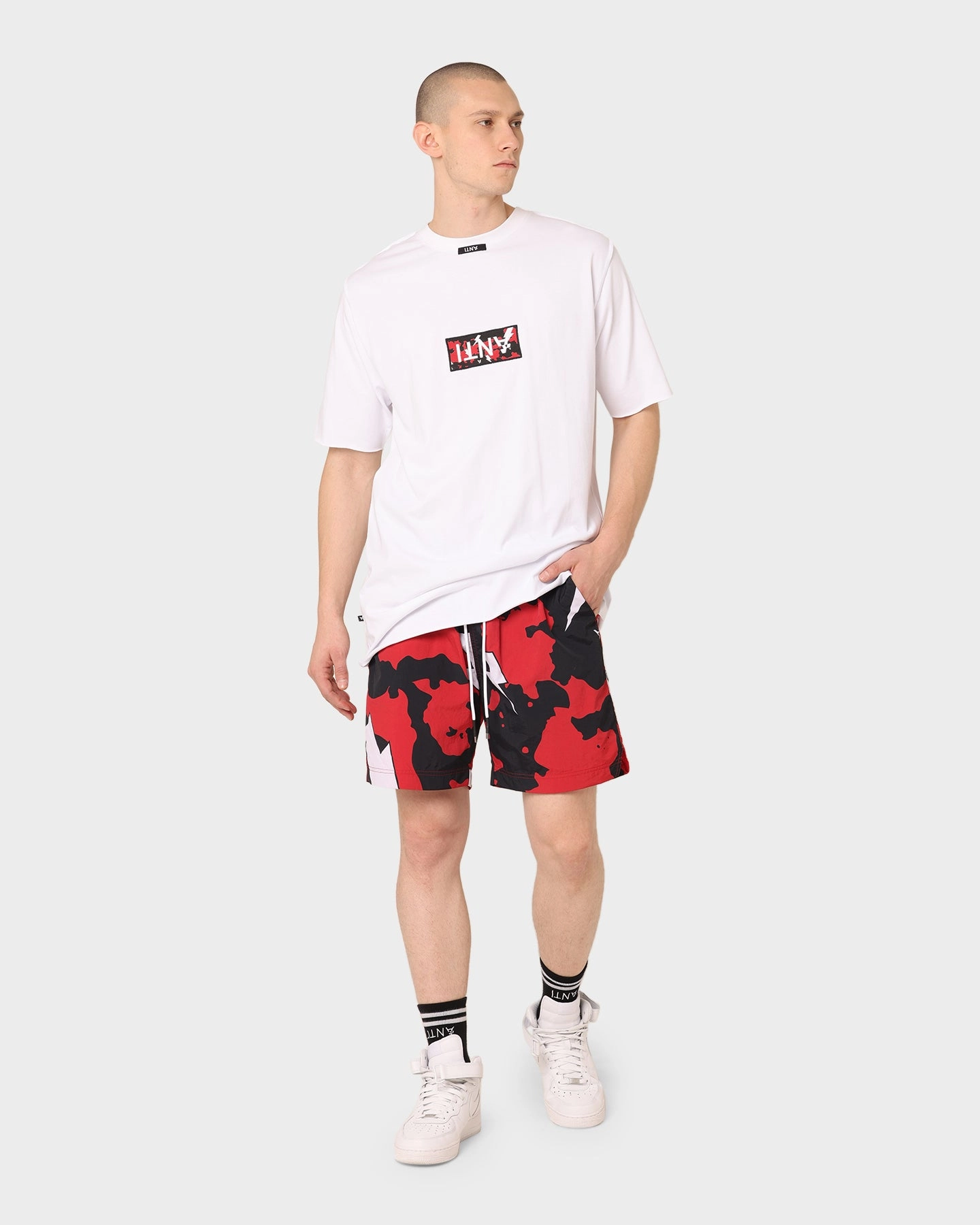 The Anti Order Storm Camo Beach Shorts Black/White/Red ski wear agriculture industry