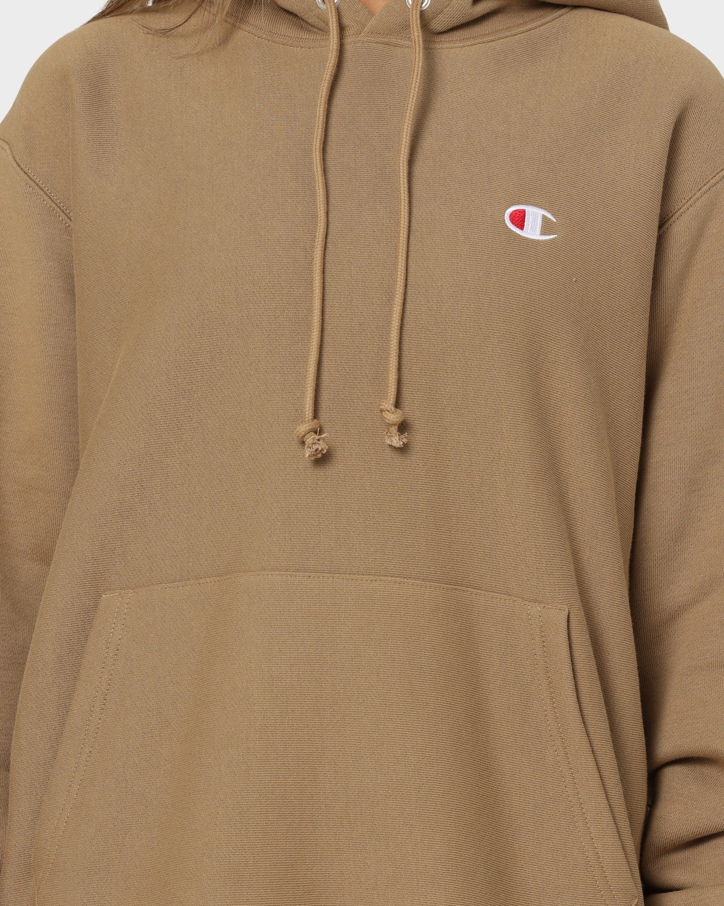 Reverse Weave Hoodie Whole Wheat Khaki Secure Storage Compartments
