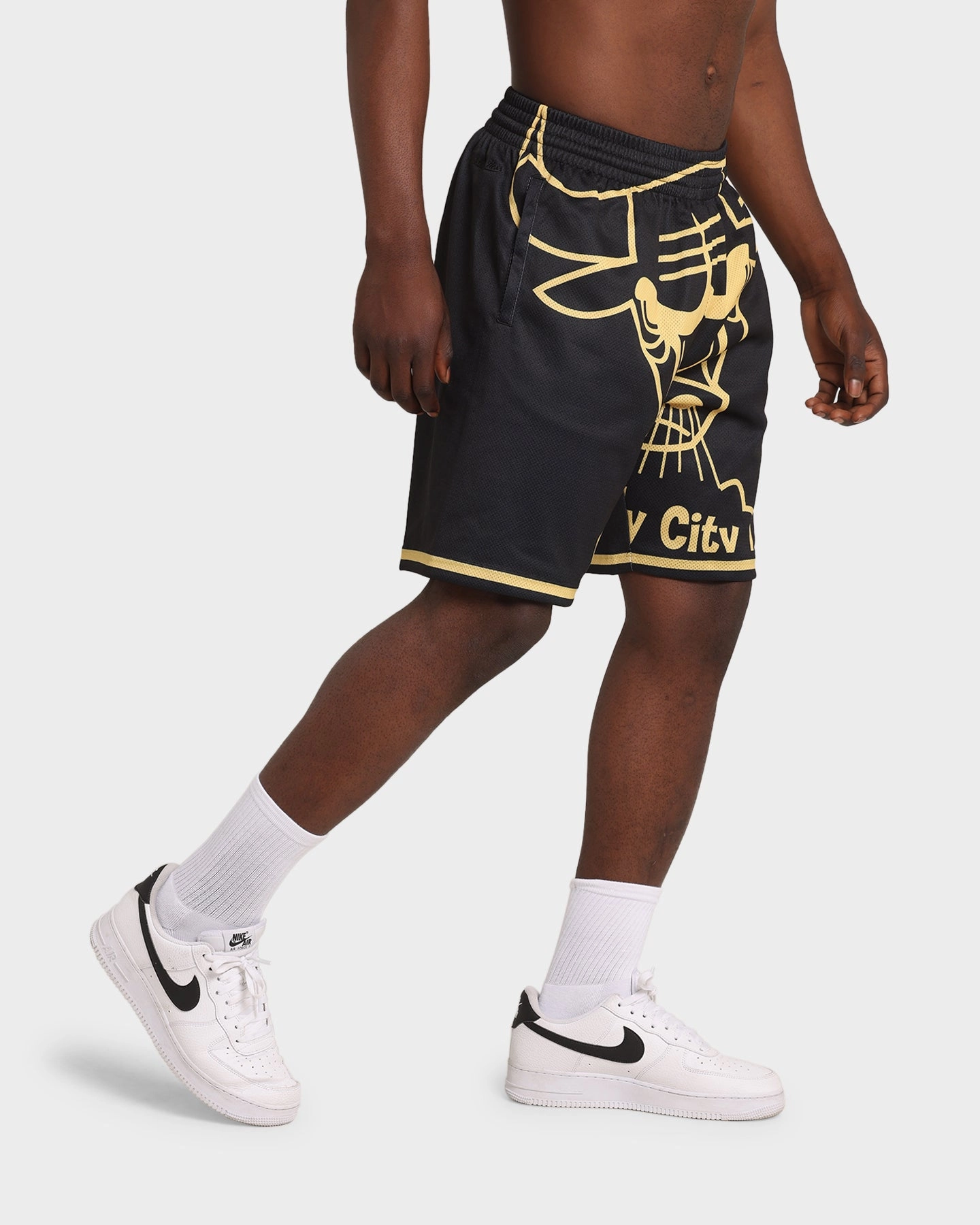 Nylon shorts Hot Weather Mitchell & Ness Chicago Bulls Big Face Black Gold Shorts Black/Gold