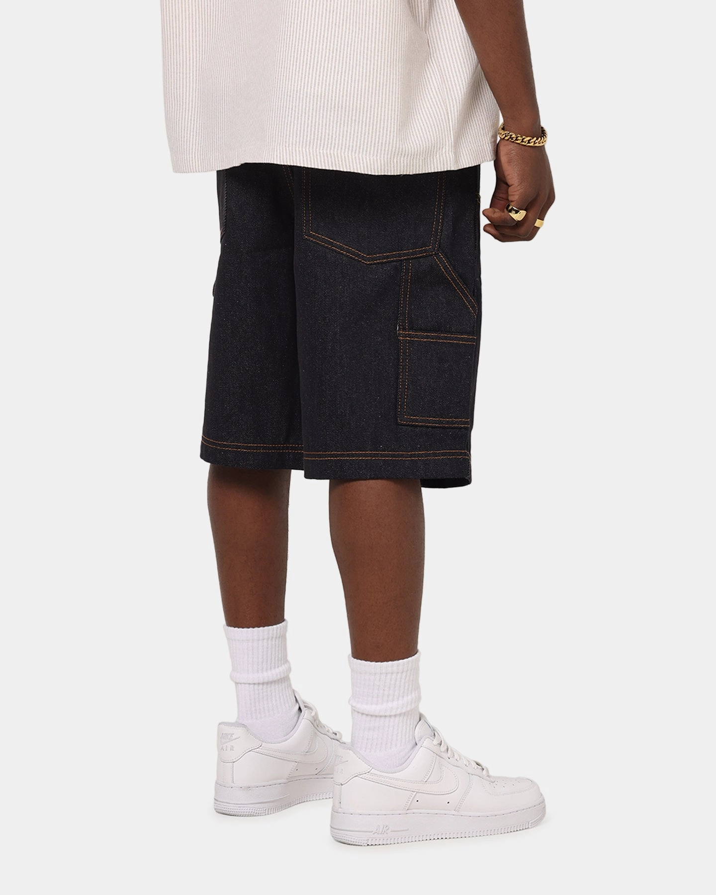 Carre Work Jorts Dark Washed Indigo Moisture Wicking Material