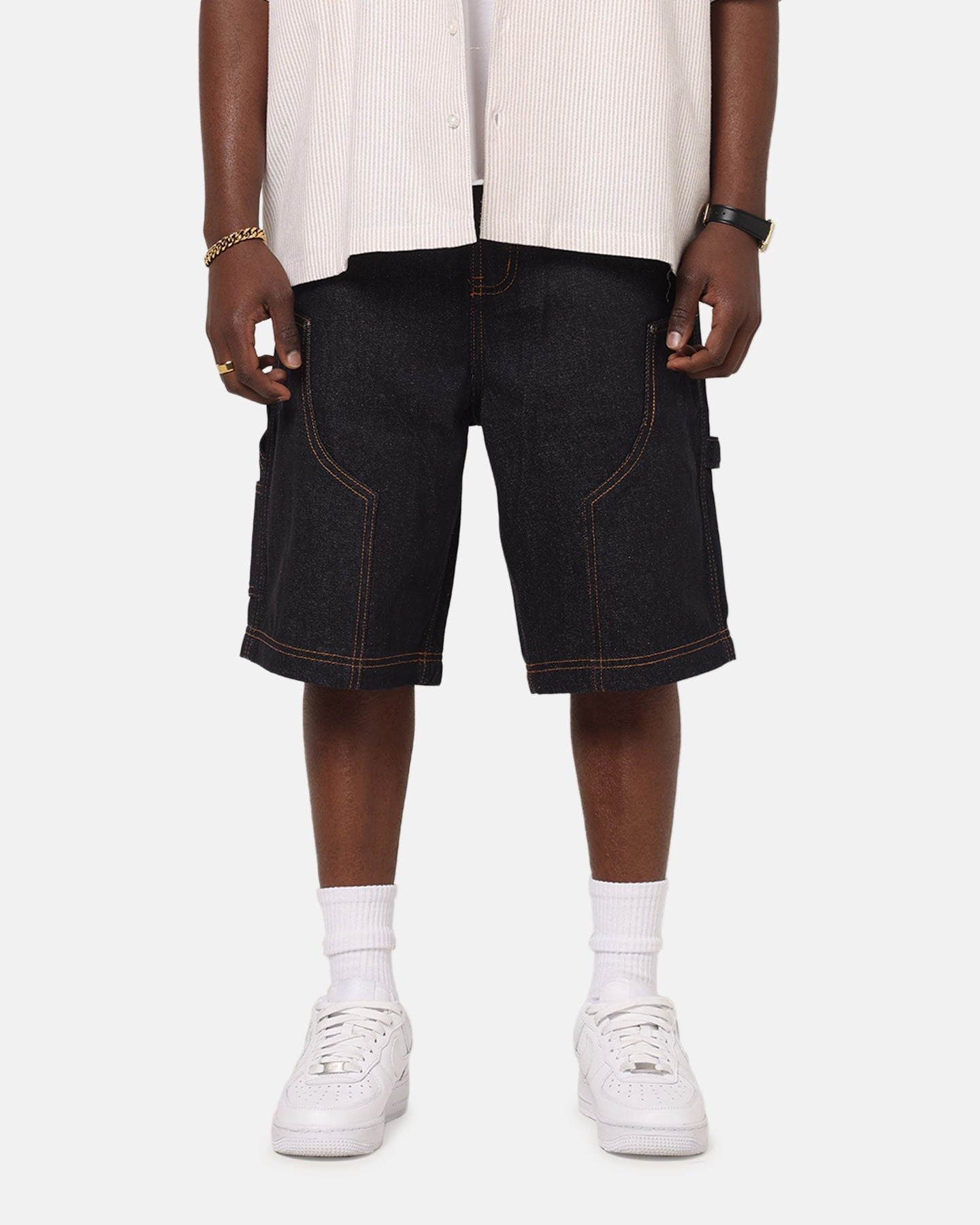 Water Repellent Coating Carre Work Jorts Dark Washed Indigo
