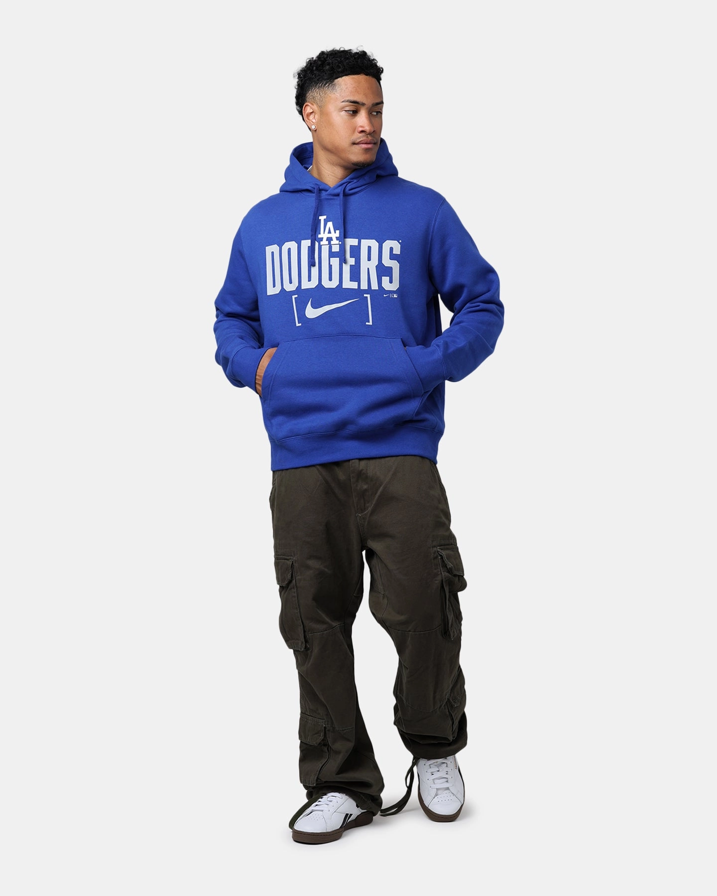 Nike Los Angeles Dodgers Club Slack Hoodie Rush Blue Durable Material Layered construction