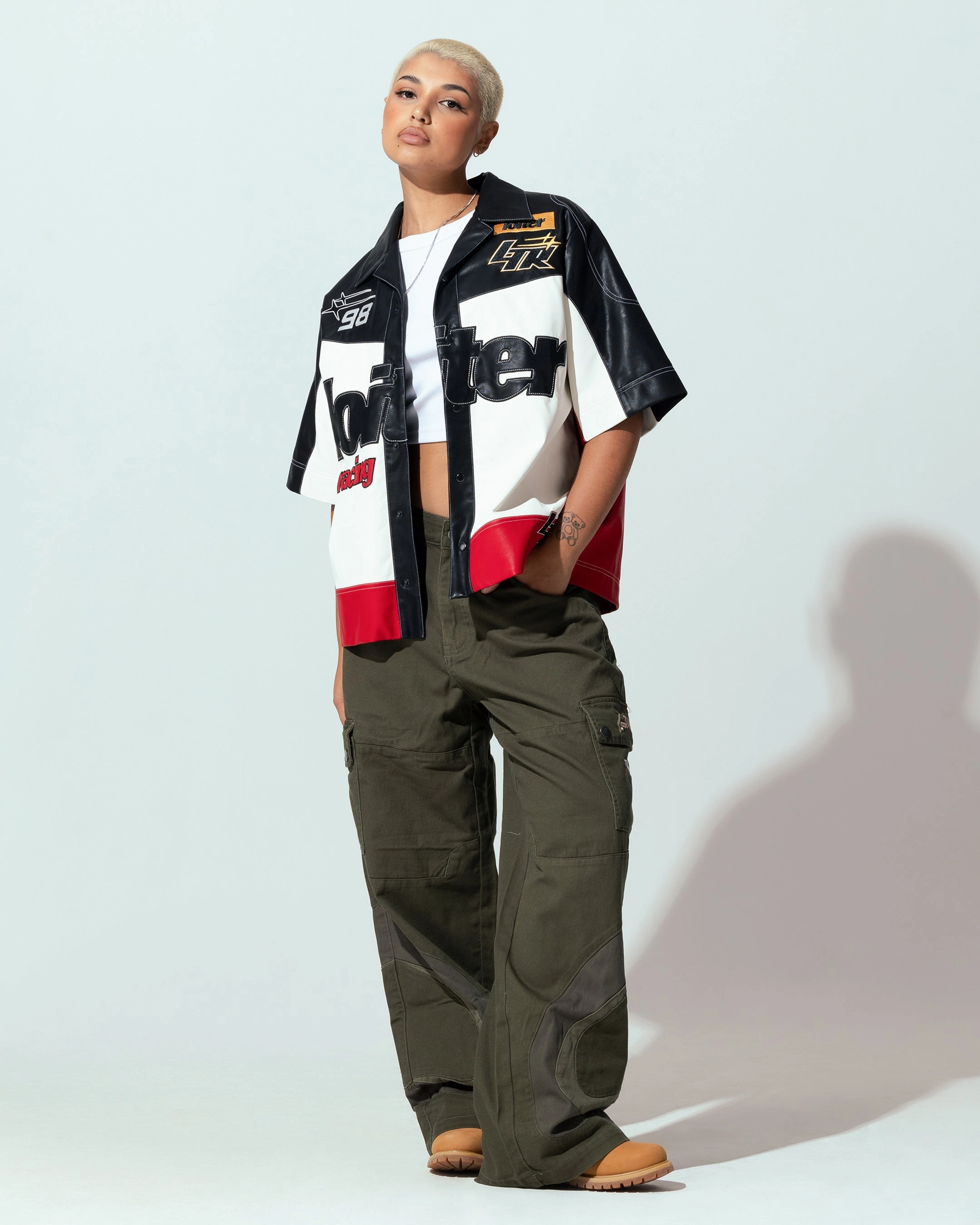 Loiter Racer Button Up Shirt Black/Red Lotion Stole