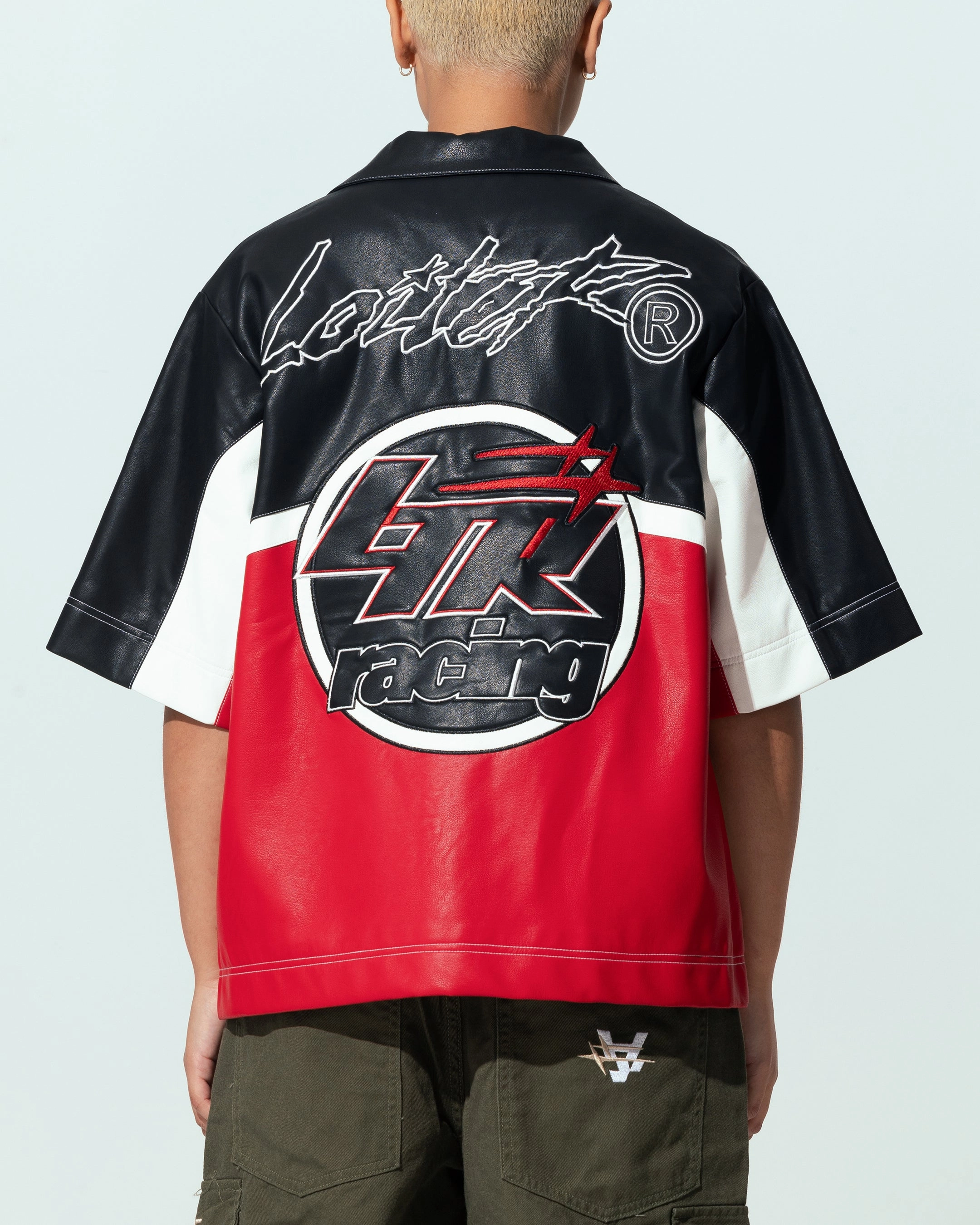 Loiter Racer Button Up Shirt Black/Red Dynamic Feel Trail Use