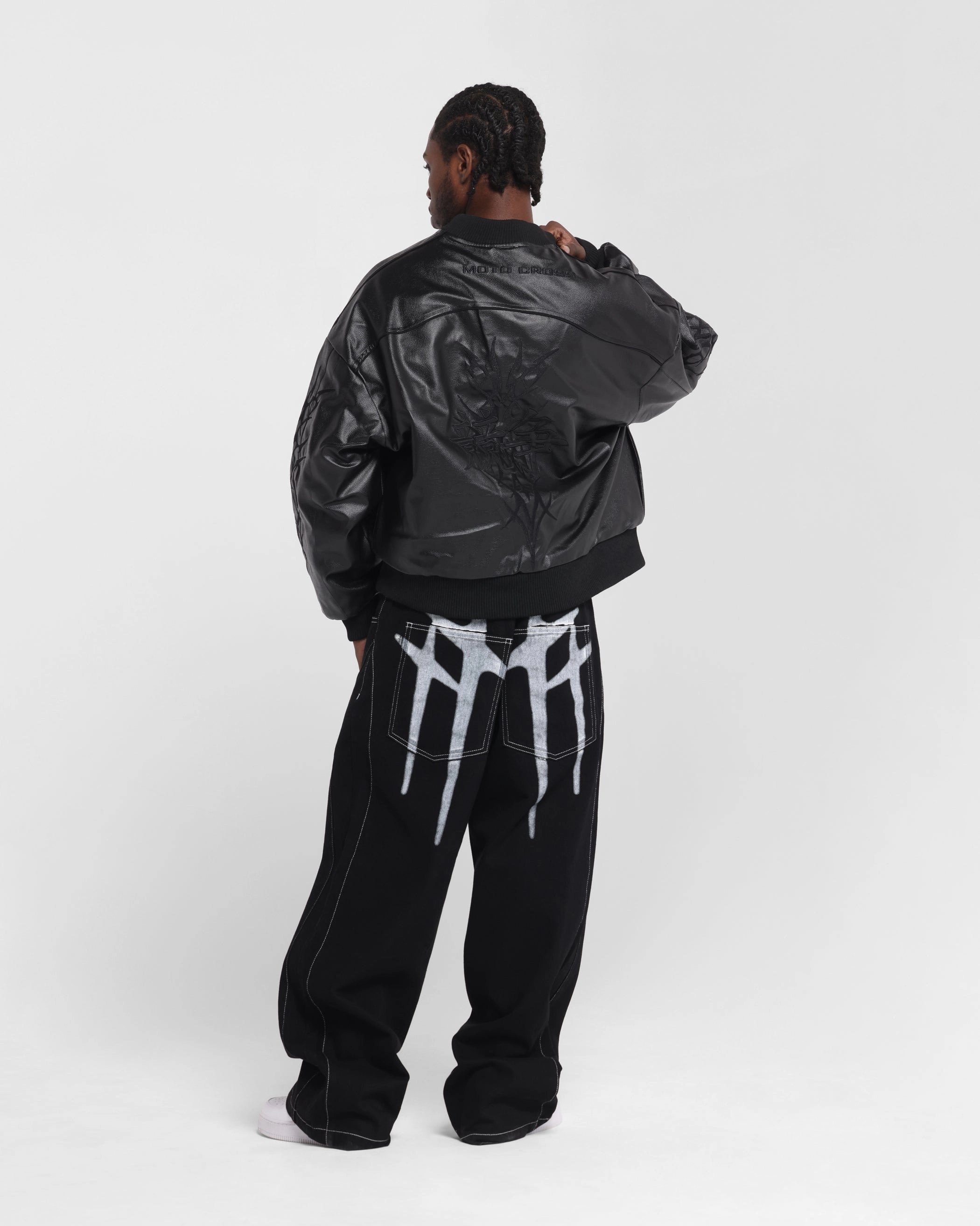 Loiter Tokyo Drift Vegan Leather Jacket Black Sticker Launch