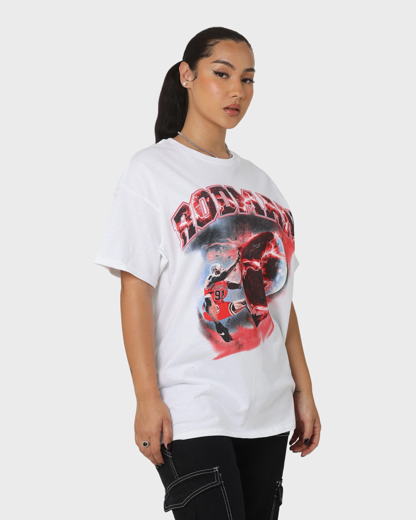 Rodman Brand Planet Dunk T-Shirt White Urban Trend Durable Stitching