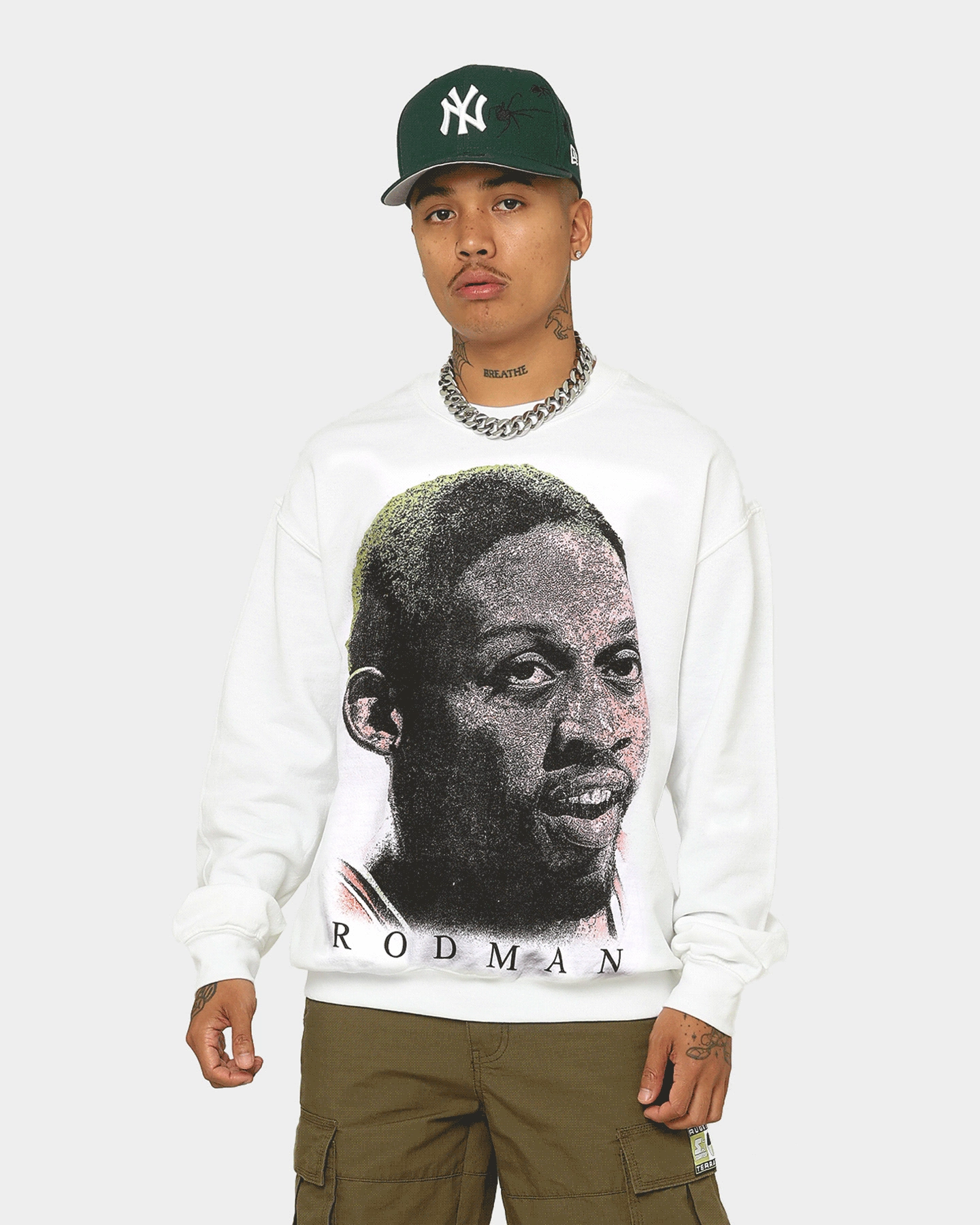 Rodman Brand Rodman Face UV Crewneck White Durable Stitching Hypoallergenic Fiber