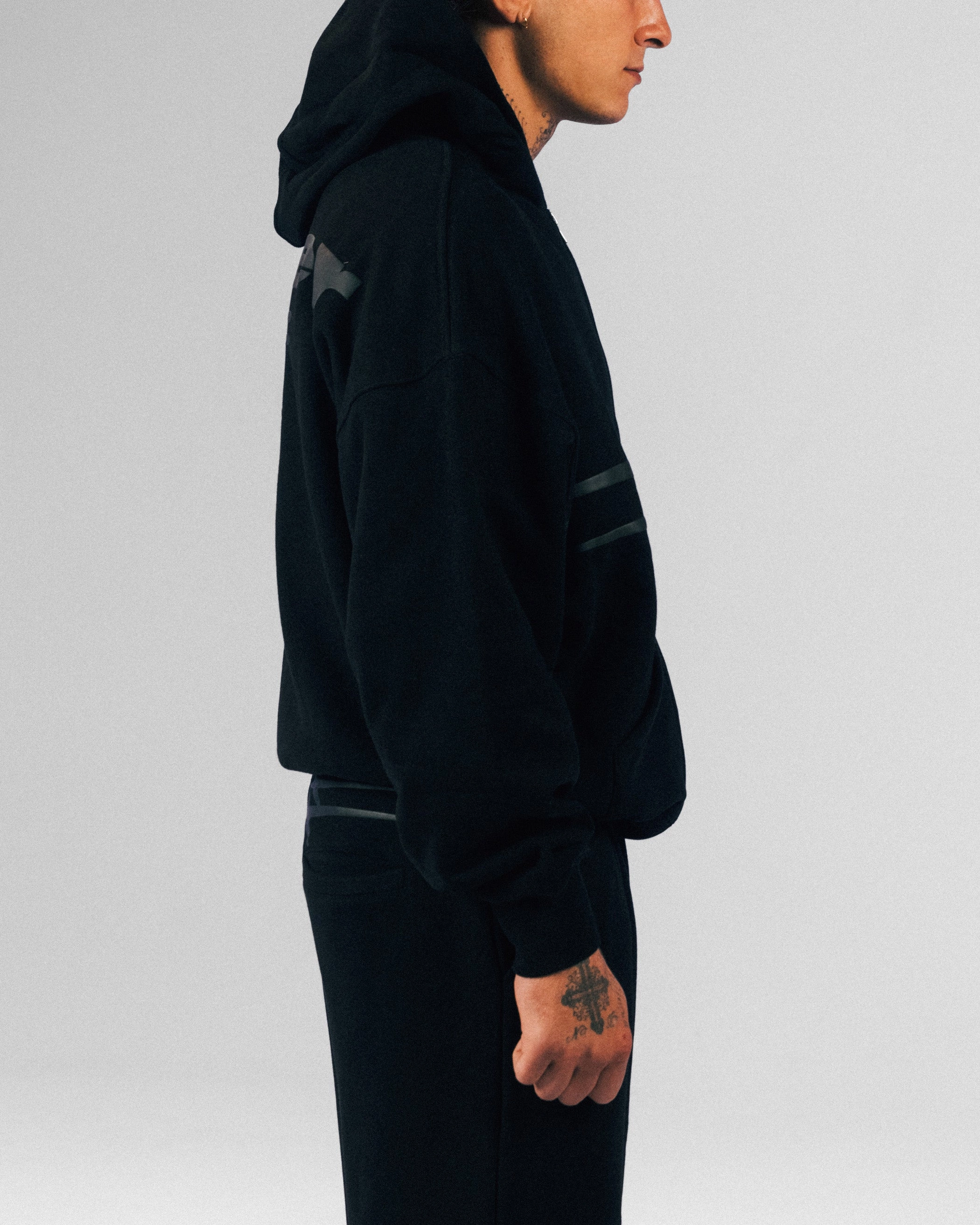 Loiter Celestial Full Zip Hoodie Black Collarless