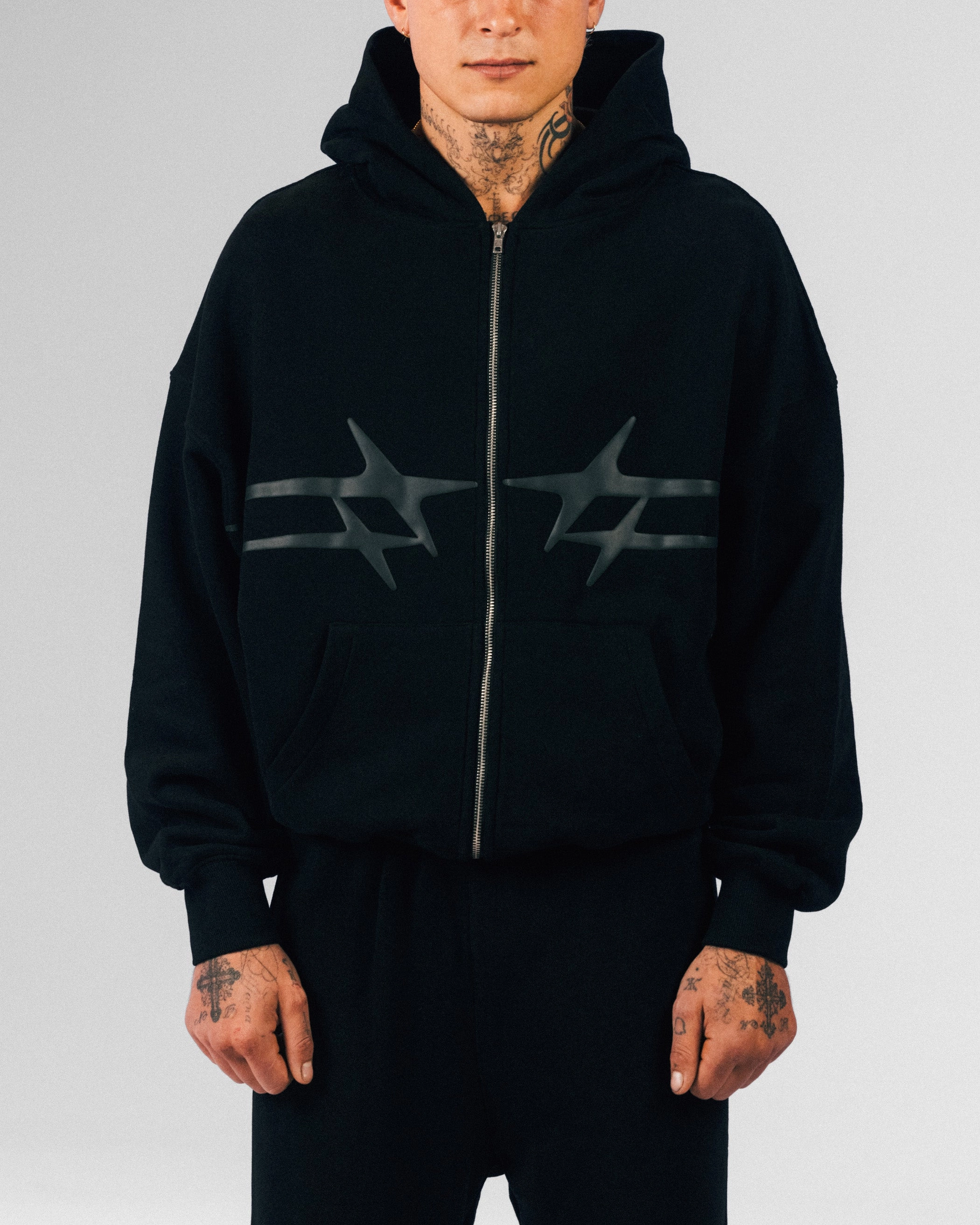 Empower Fray Resistant Finish Loiter Celestial Full Zip Hoodie Black