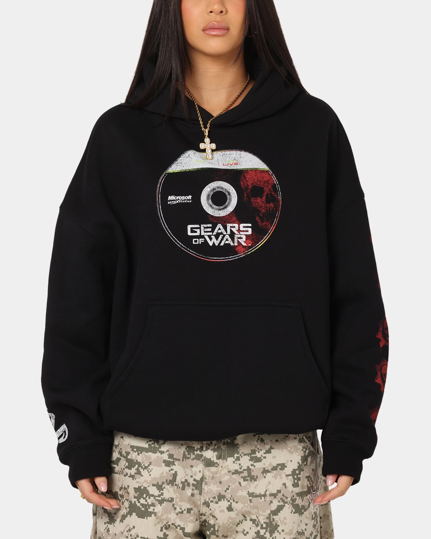 Chipmunk like Non Restrictive Cuffs 73 Studio X Gears Of War '08 Gears 2 Disc Premium Hoodie Black