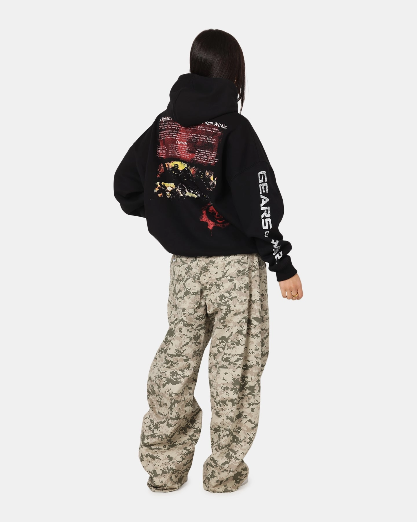 73 Studio X Gears Of War '08 Gears 2 Disc Premium Hoodie Black Spider like synthetic leather