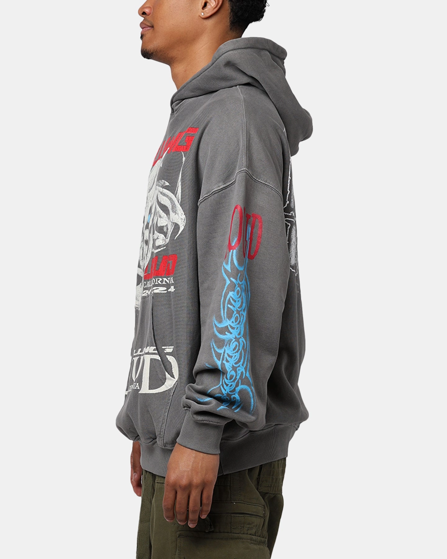 Rolling Loud Culture Hoodie Washed Charcoal Dual Zip Functionality spring season