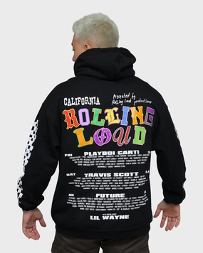 Rolling Loud Rolling Loud Line Up Hoodie Black Fashion Vibe suitable for day wear