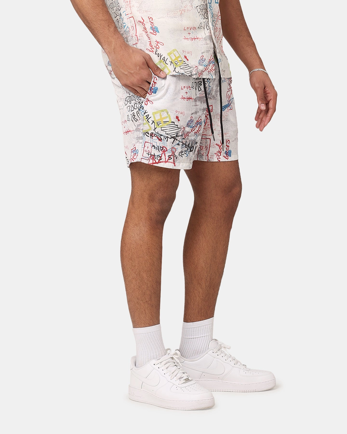 Retro Style Ksubi Skrawler Board Shorts White