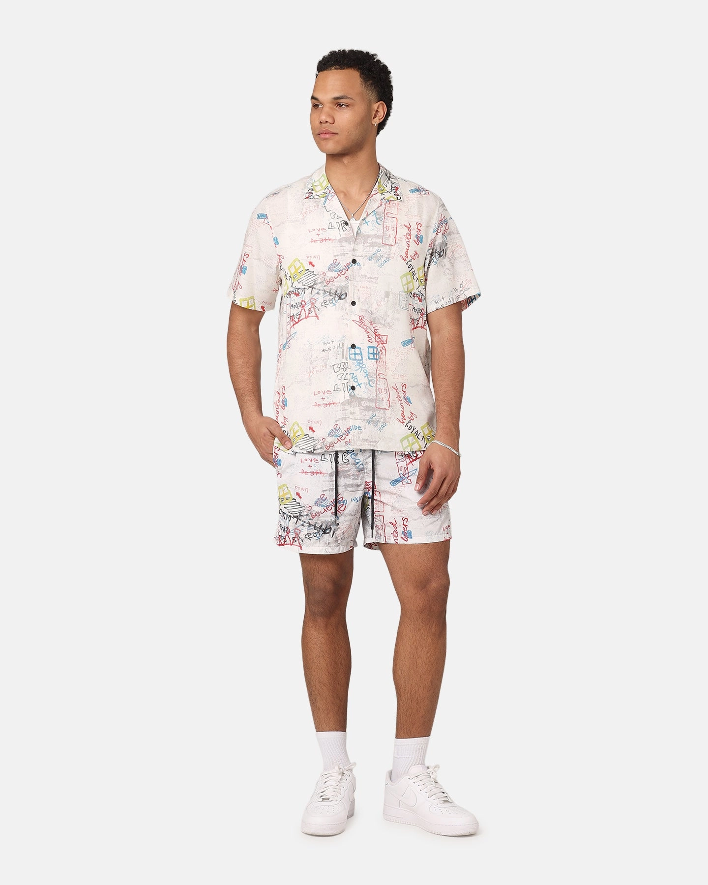 Ksubi Skrawler Board Shorts White Multi Pocket System