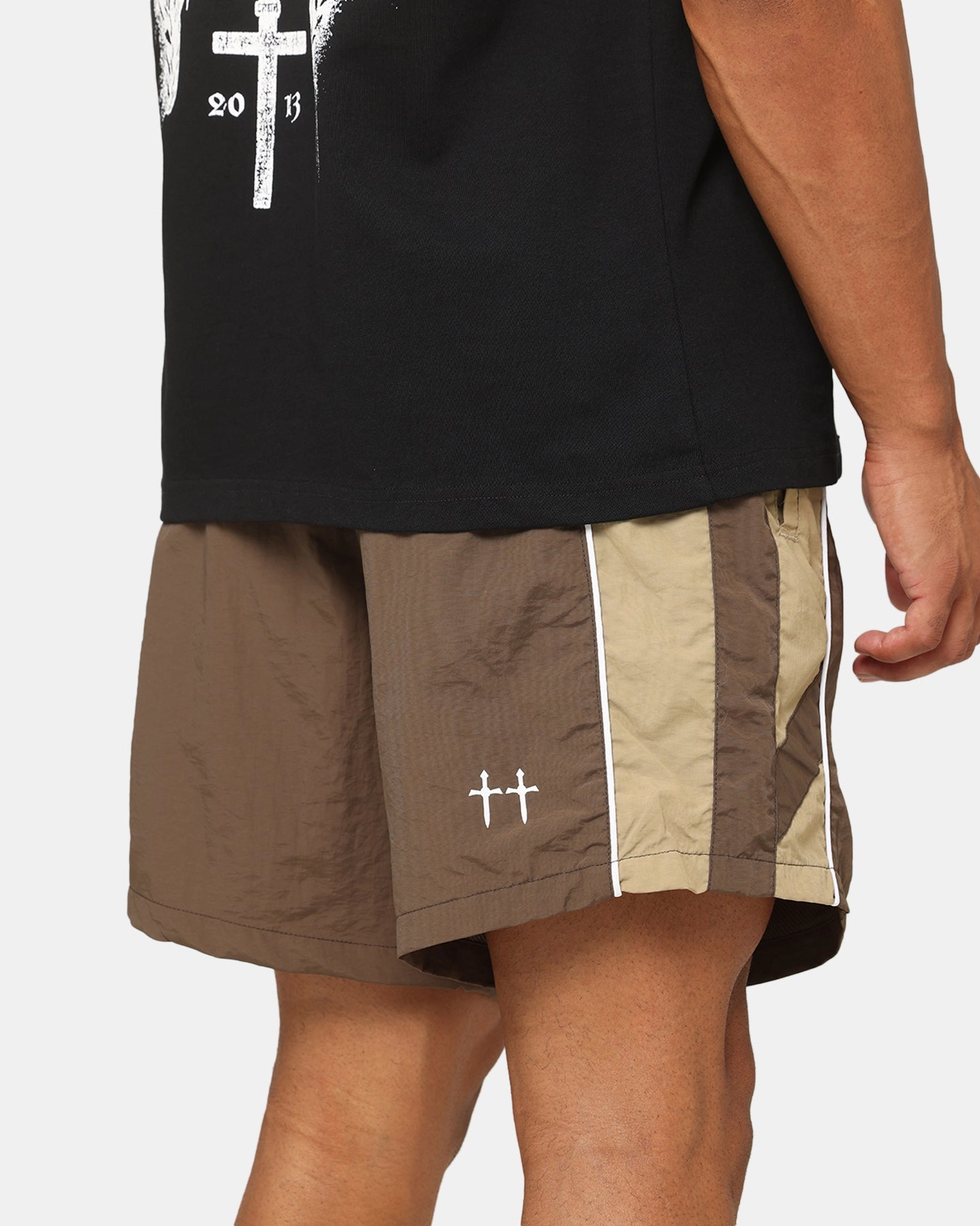 Saint Morta Official Panelled Beach Shorts Mocha Semi Formal