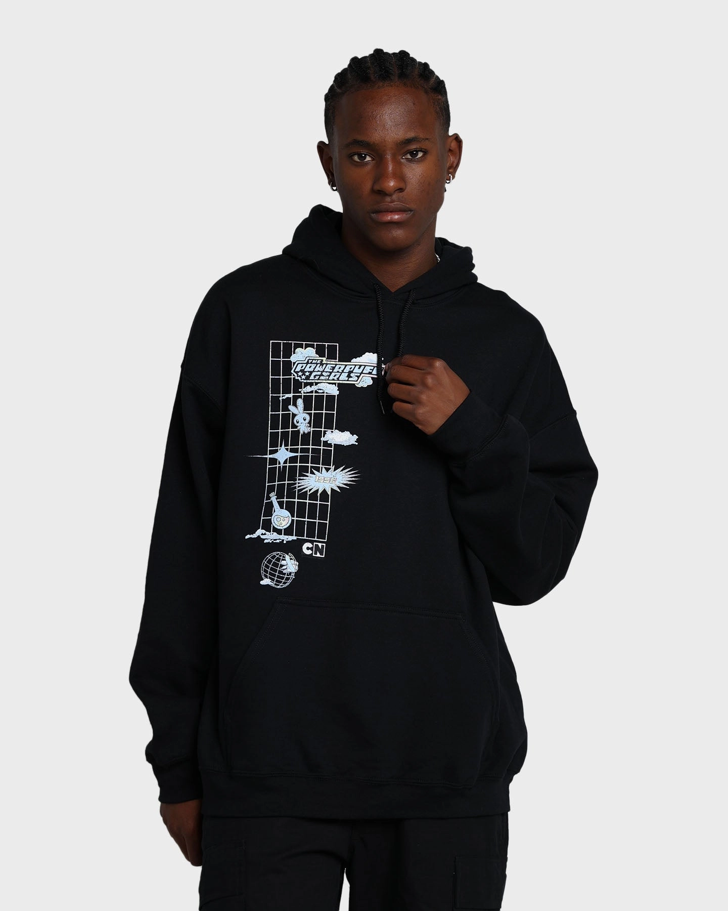 holiday American Thrift X Powerpuff Girls Powerpuff Grid Logo Hoodie Black