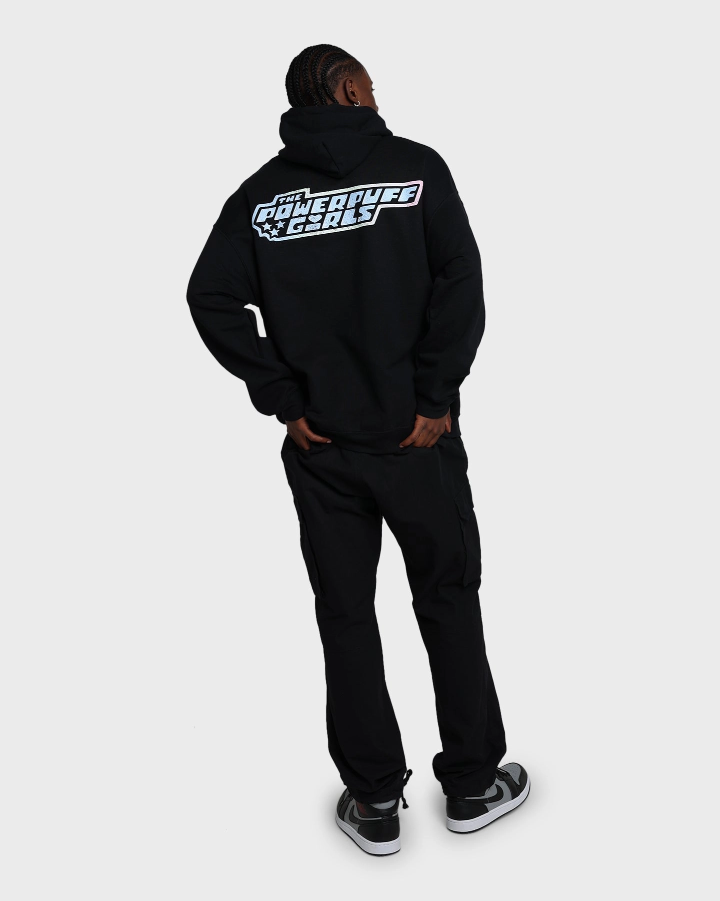 American Thrift X Powerpuff Girls Powerpuff Grid Logo Hoodie Black Antiperspirant