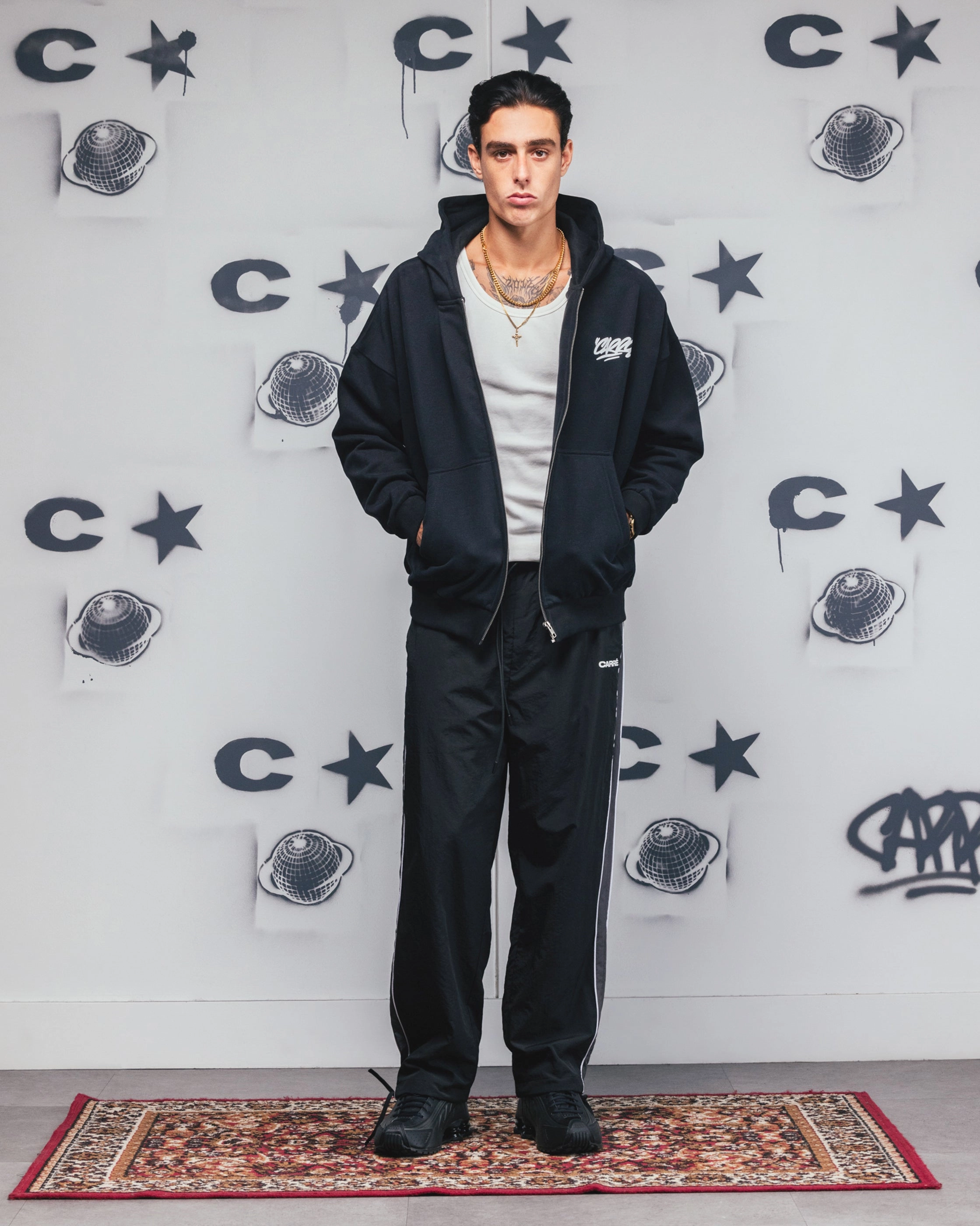 Carre Always & Forever Zip Hoodie Black All Weather Performance Foldable Collar