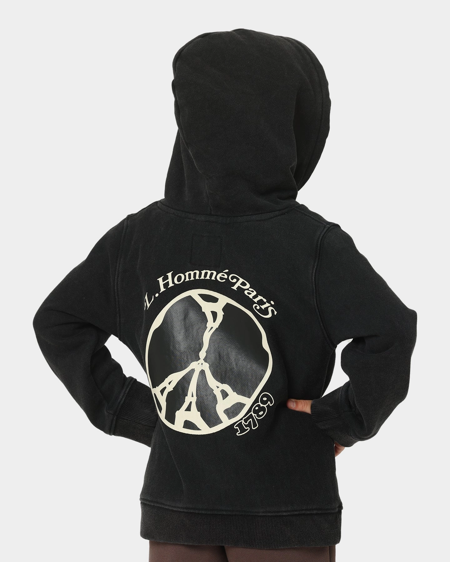 WaterResistantCoating Lil Homme Kids' Peace Classic Hoodie Washed Black