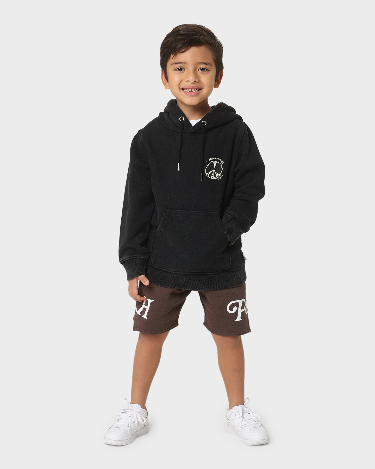 Approve Lil Homme Kids' Peace Classic Hoodie Washed Black