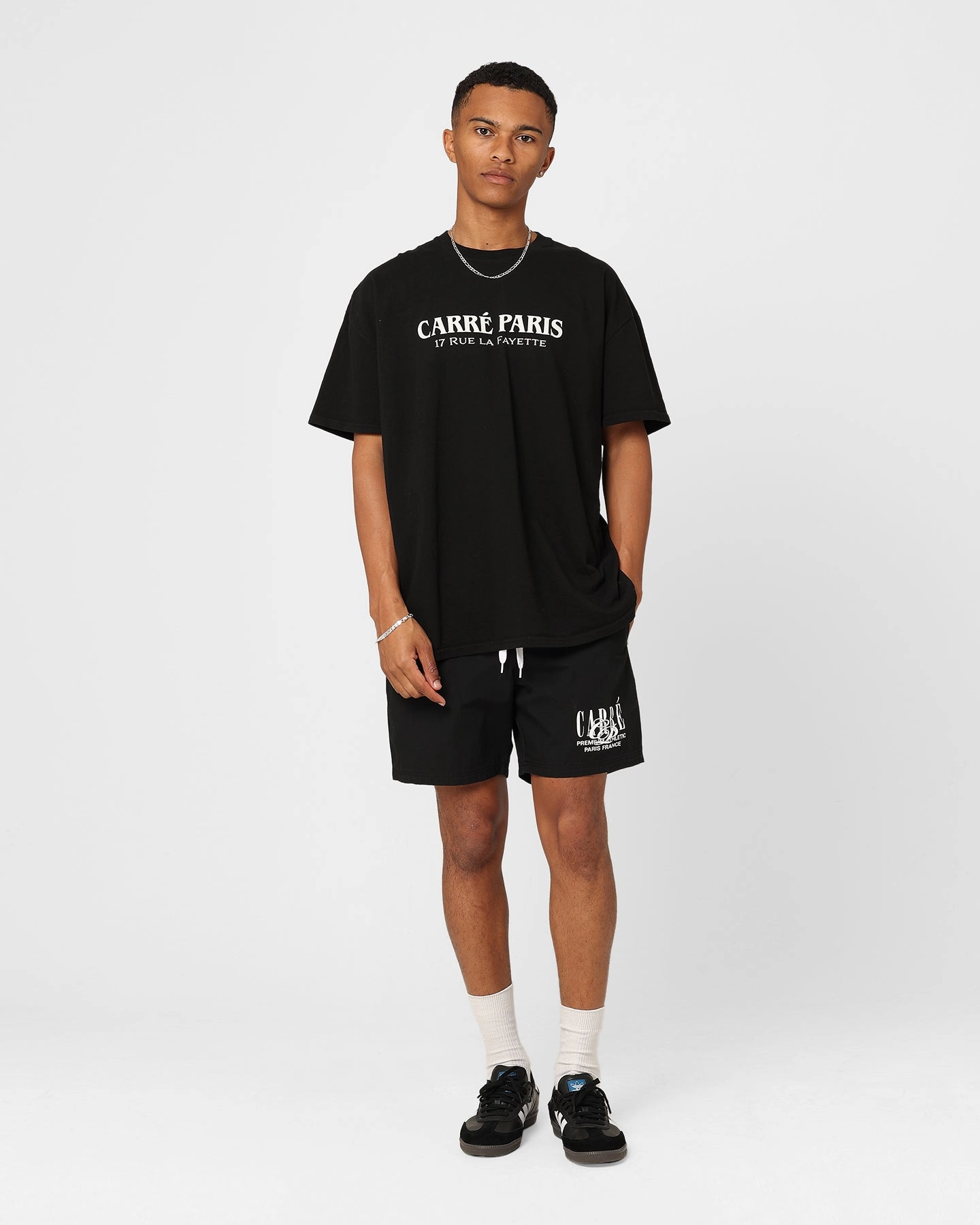 Athletic Wear Flexible Stitching Carre Top Team Slide Shorts Black