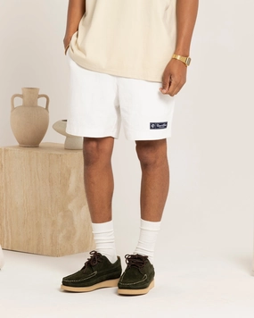 Beach Vacation Street Ready Carre Luxe Linen Shorts Off White