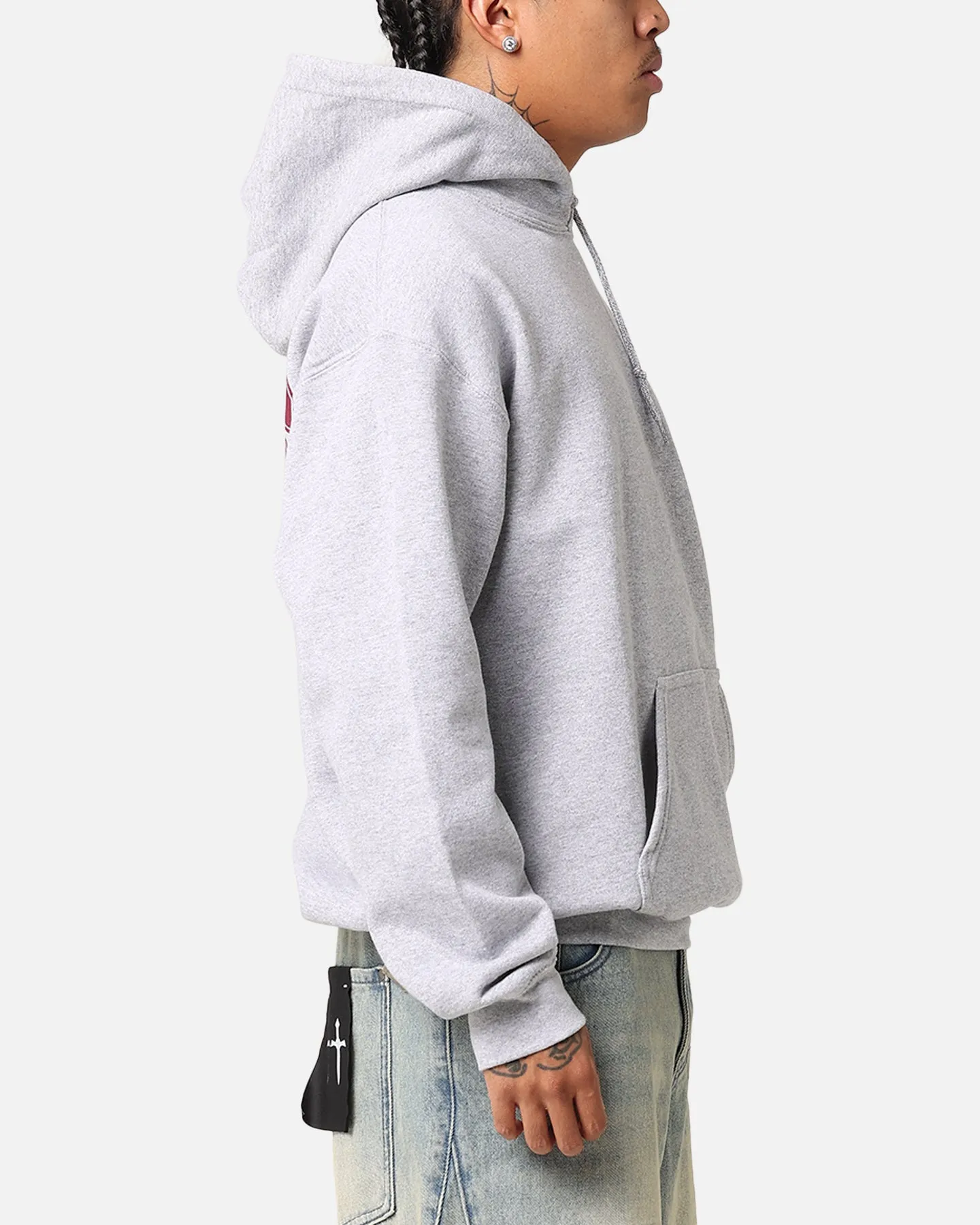 Majestic Athletic New York Yankees Wordmark Arch Hoodie Grey Core Vent Zones