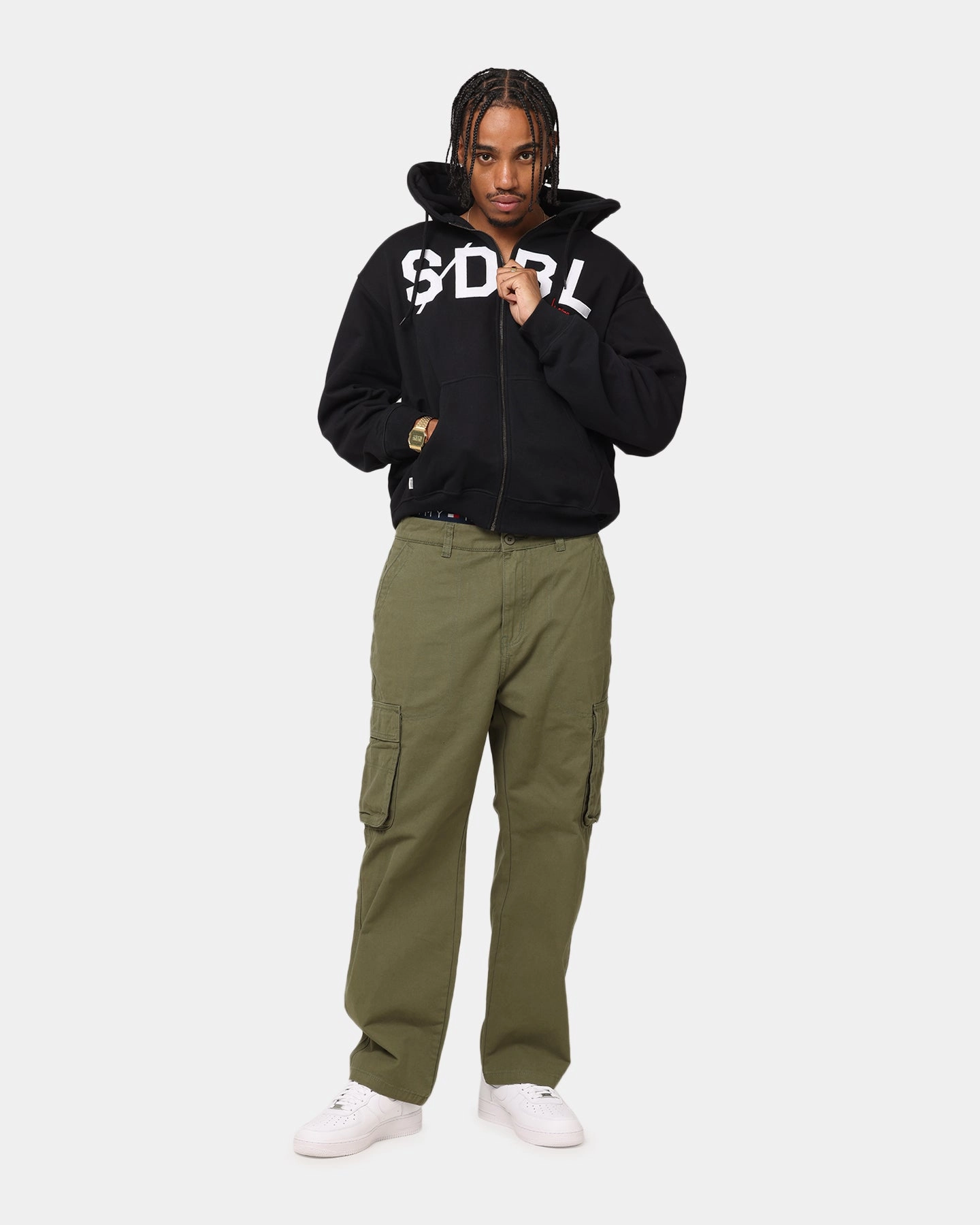 S Double Cargo Work Pant Army Laser cut