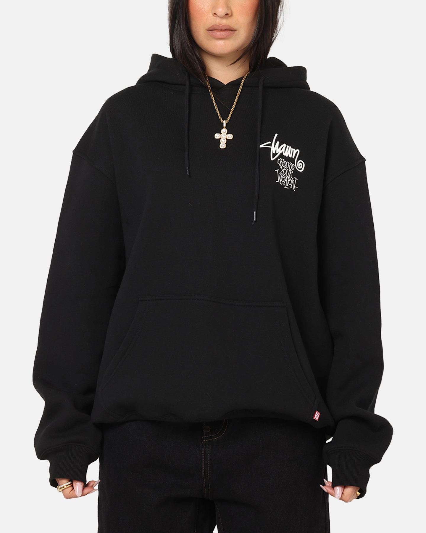 S Double Choose Your Weapon Hoodie Black Cozy Inner Layer Weekend Wear
