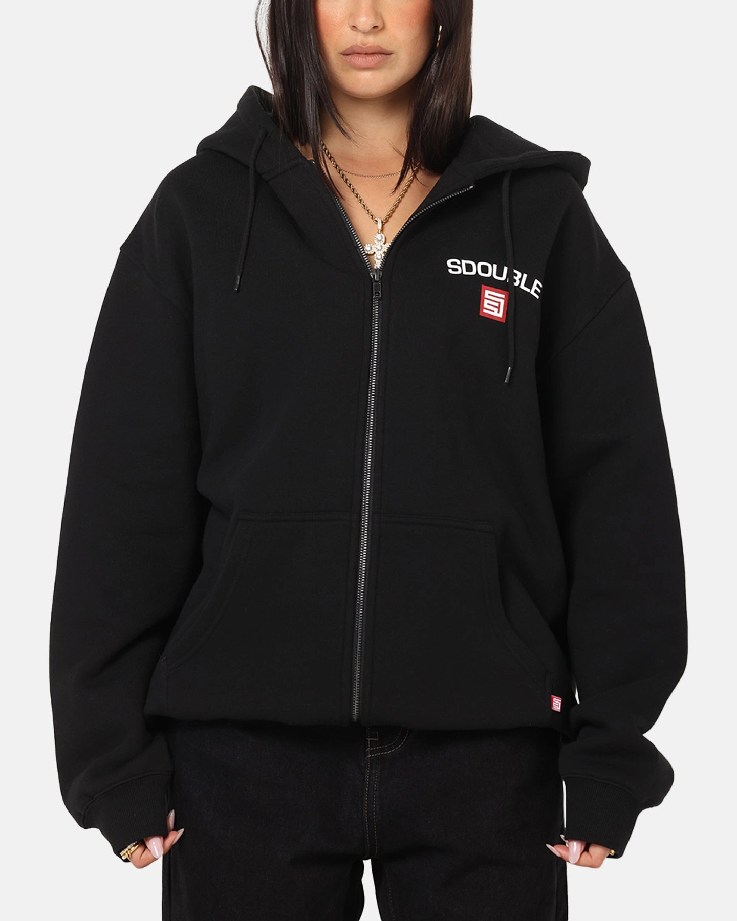 Music Festival Style Parade wear S Double Cities Zip Through Hoodie Black