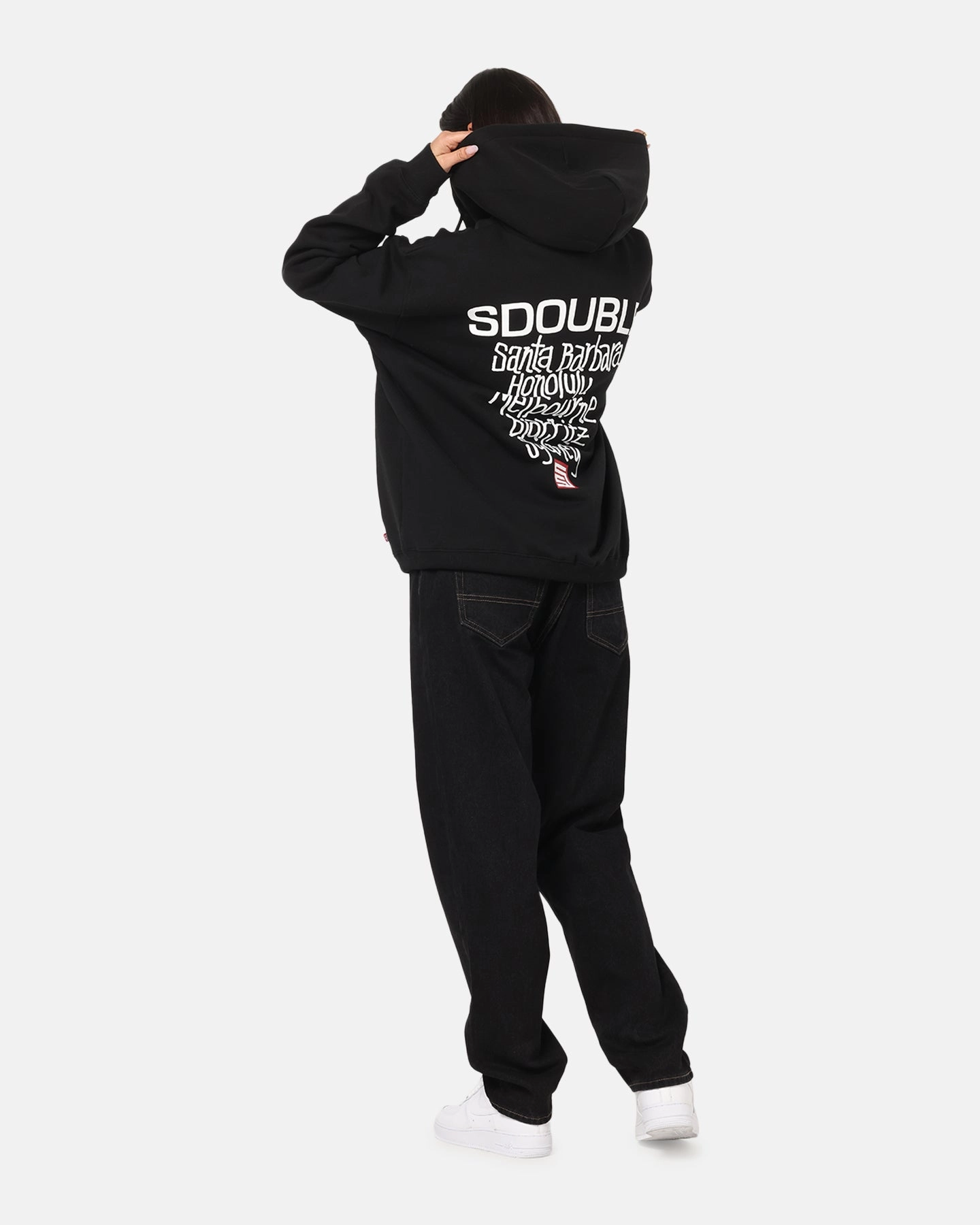 S Double Cities Zip Through Hoodie Black Sustainable production