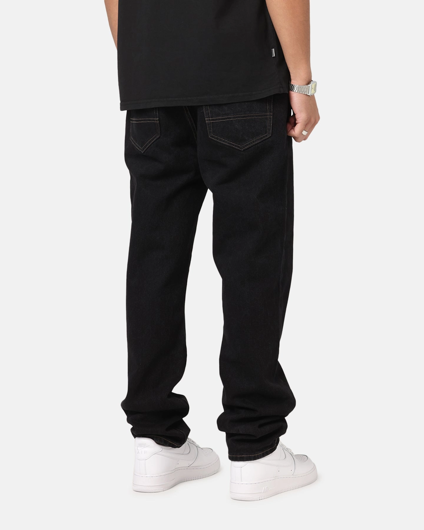 S Double Denim Standard Jeans Black Rinse Streetwear Fan Minimalist Style Wardrobe Staple