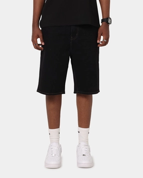 yoga clothes lounging clothes S Double Denim Standard Shorts Black Rinse