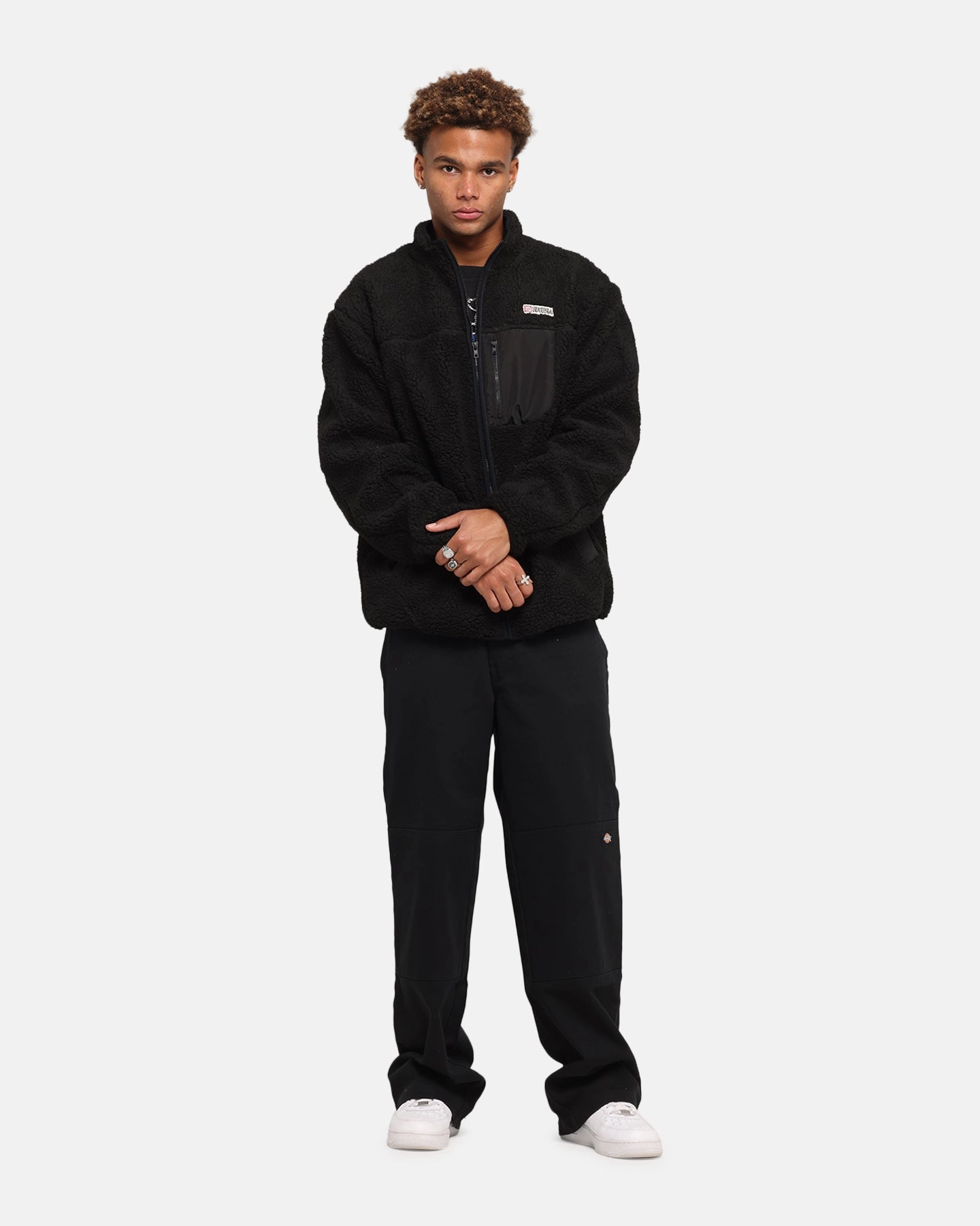 S Double High Pile Jacket Black Moisture Wicking Technology Rain Comfort