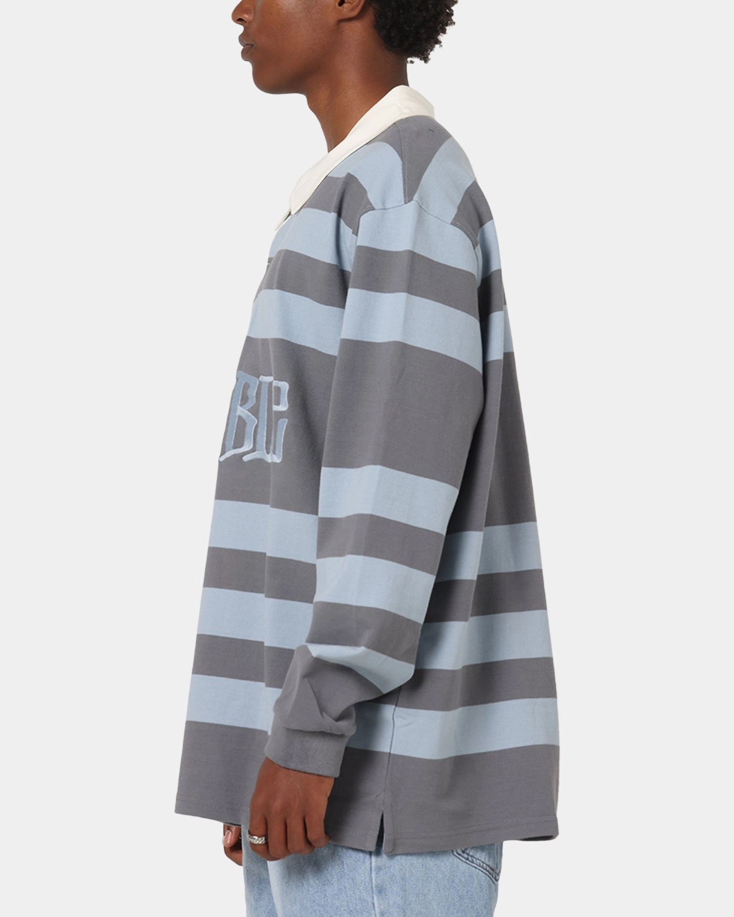 S Double PK Stripe Rugby Polo Baby Blue Urban Style