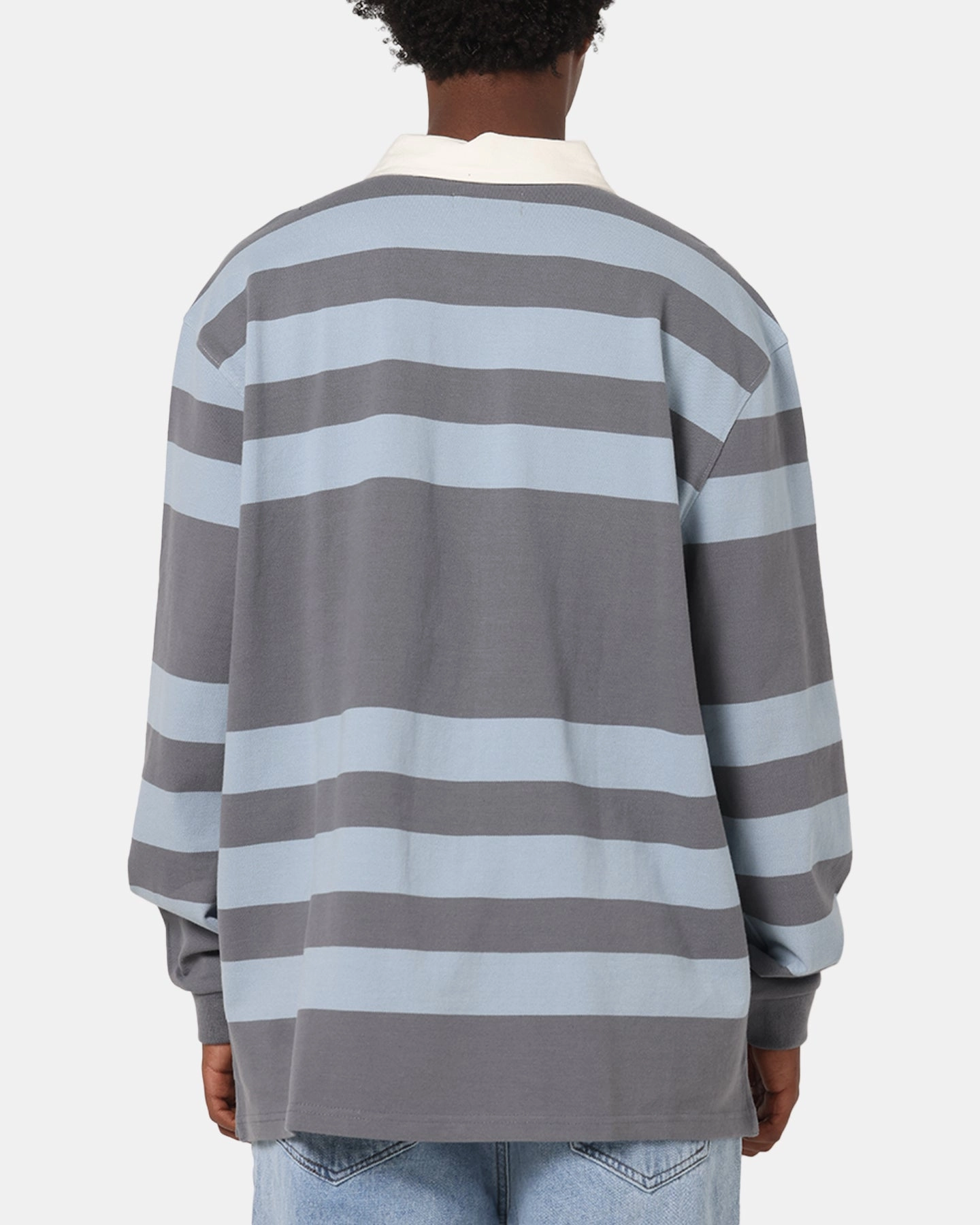 SoftTouch Collar Lining FourWay Stretch Fabric S Double PK Stripe Rugby Polo Baby Blue