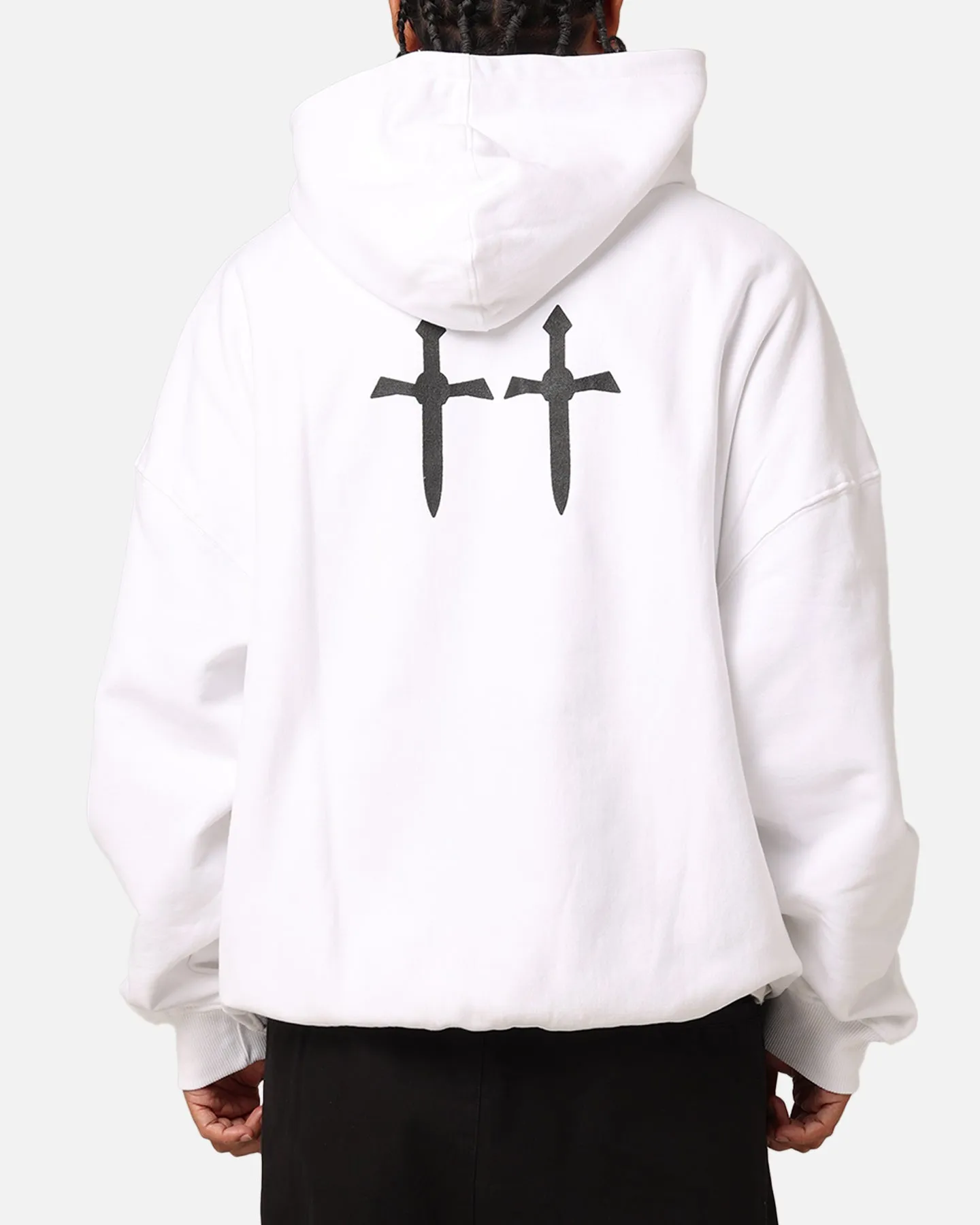 Reinforced Elbow Patches Durable Shield Saint Morta Ages Premium Hoodie White