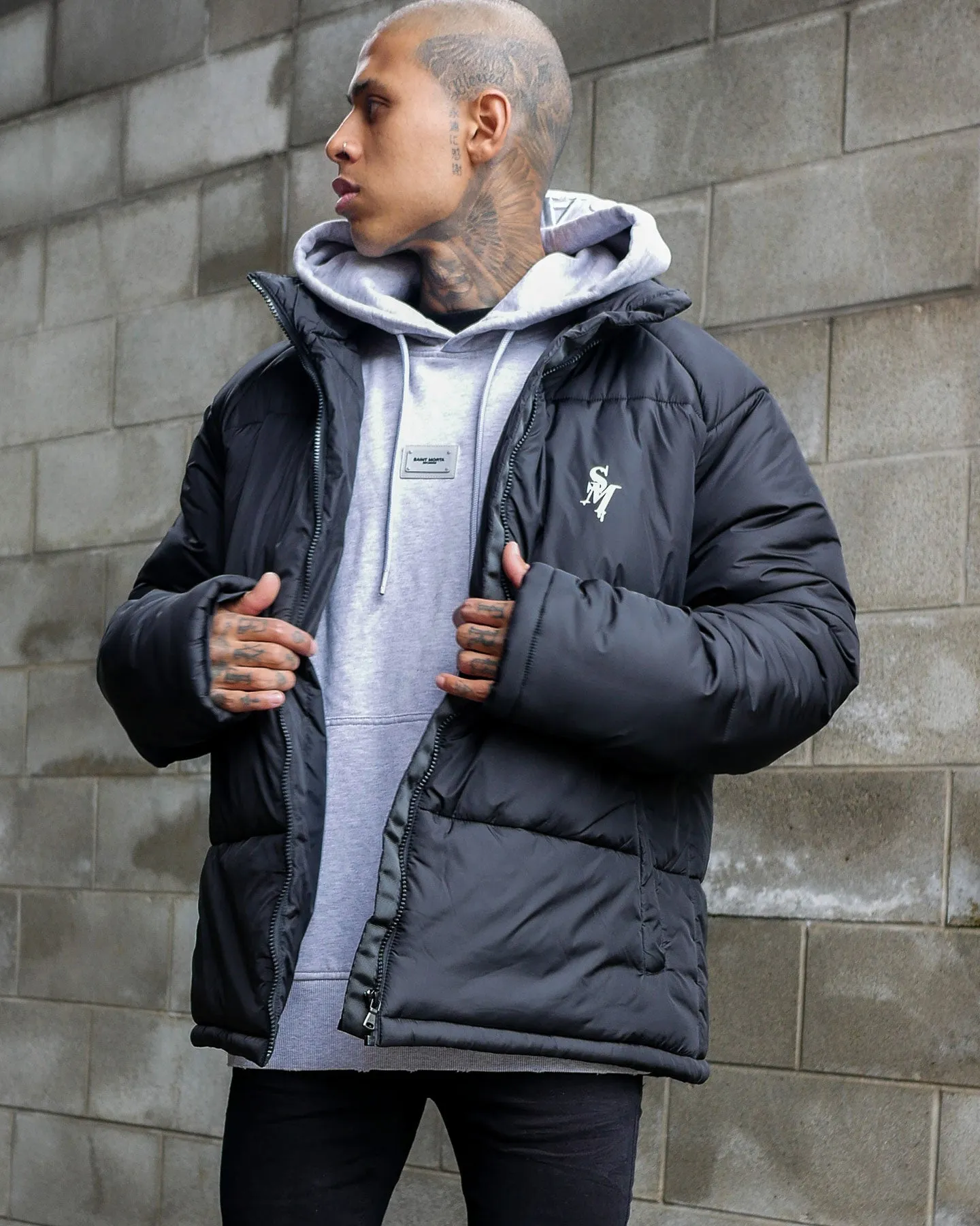 Saint Morta Alpha Homora Puffer Jacket Black Ventilation Grommets Grade