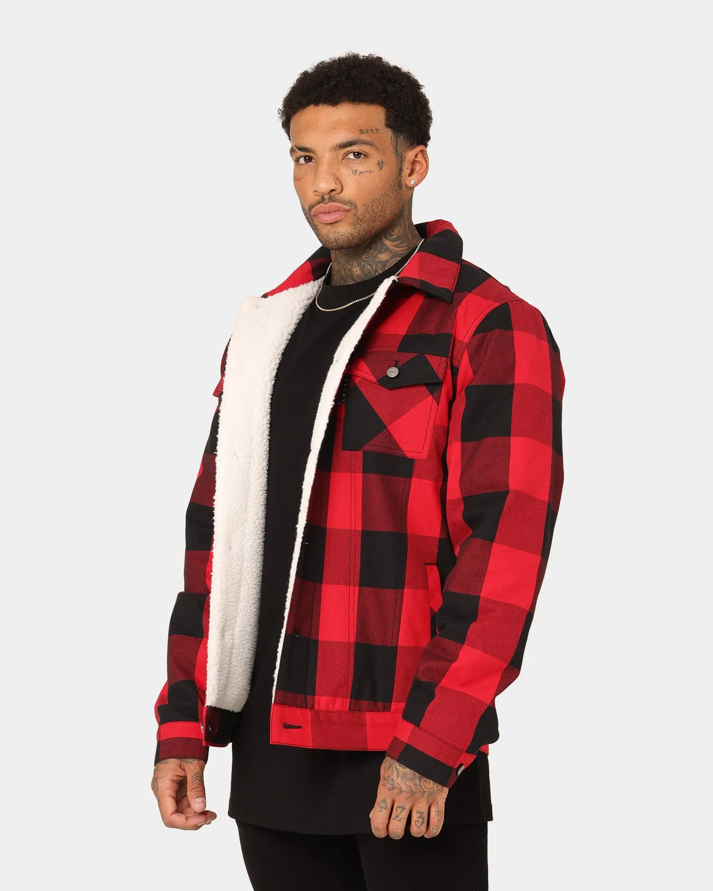 Saint Morta Checks Sherpa Jacket Black/Red Ventilated Back Panel