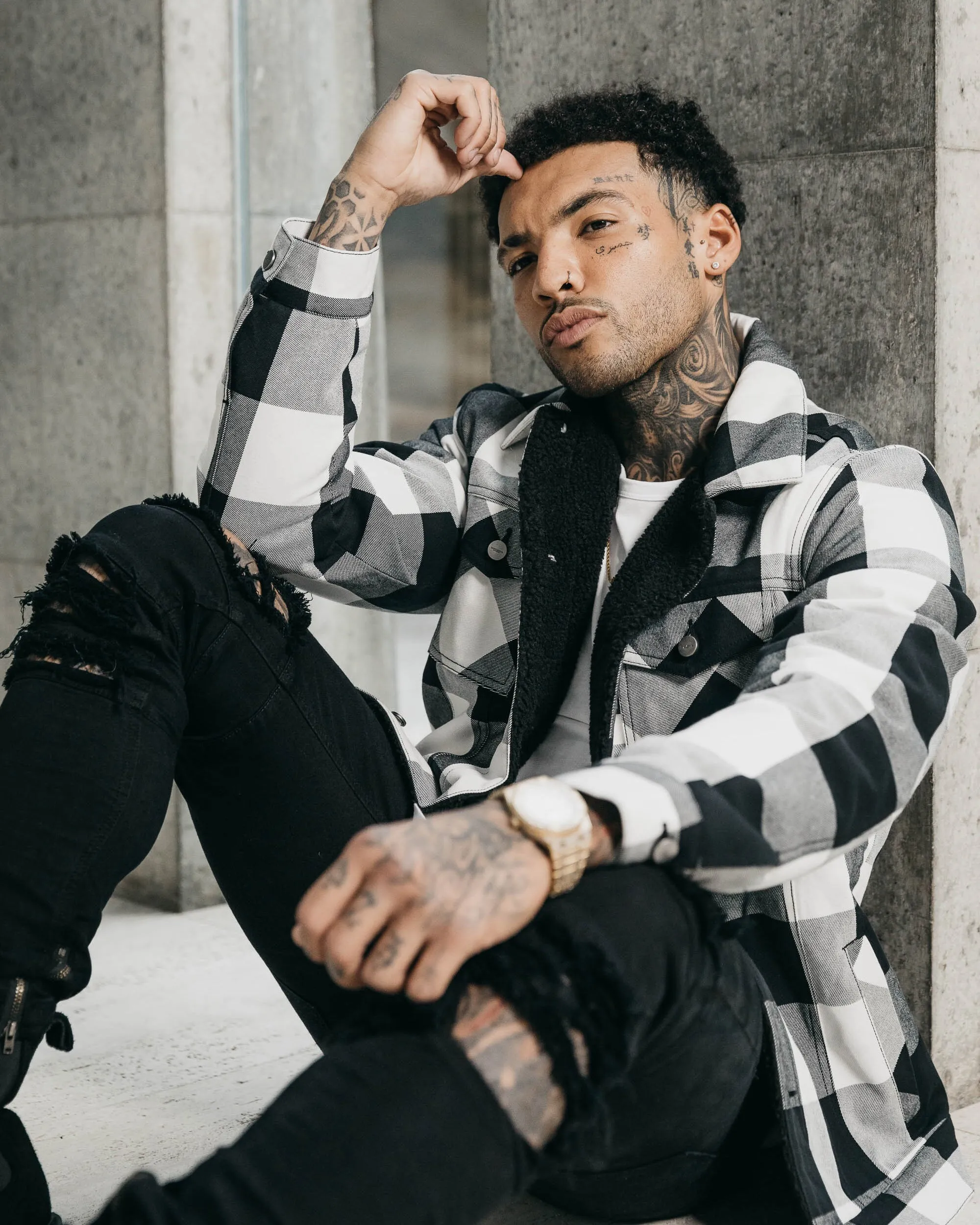 Saint Morta Checks Sherpa Jacket Black/White Lightweight Warmth Sustain