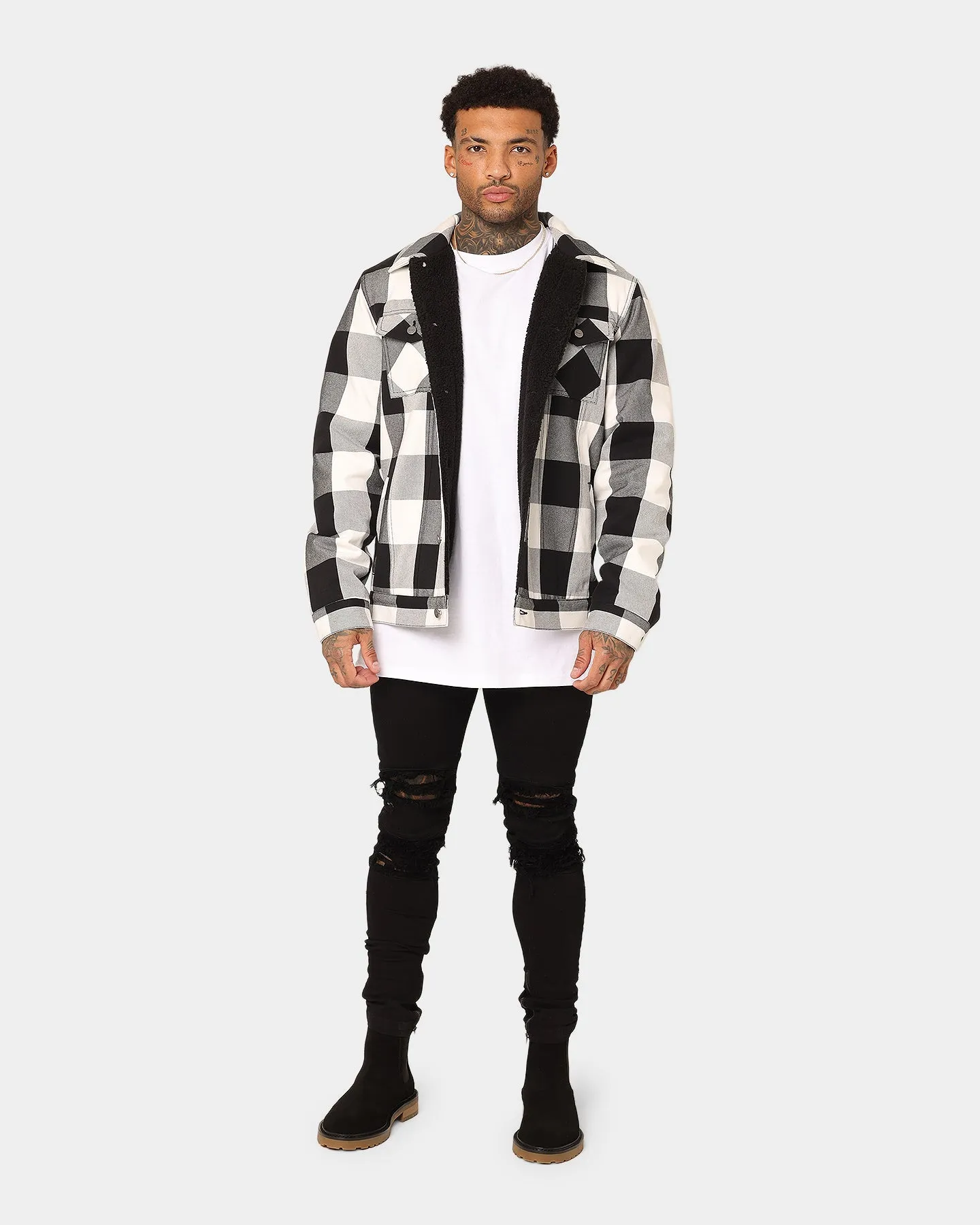 Saint Morta Checks Sherpa Jacket Black/White Streetwear Fashion