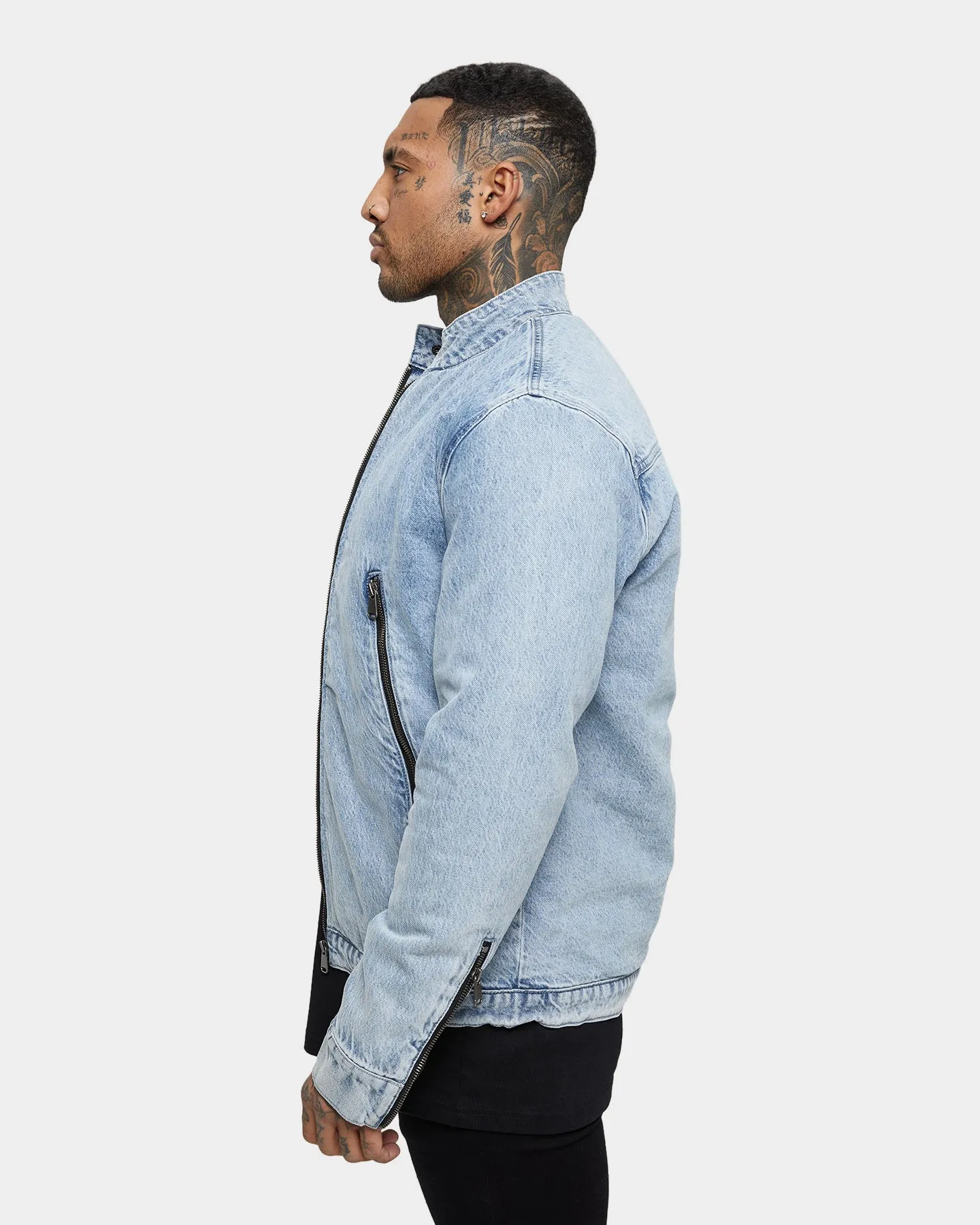 Breathable mesh lining Saint Morta Cremallera Denim Jacket Bleach Blue
