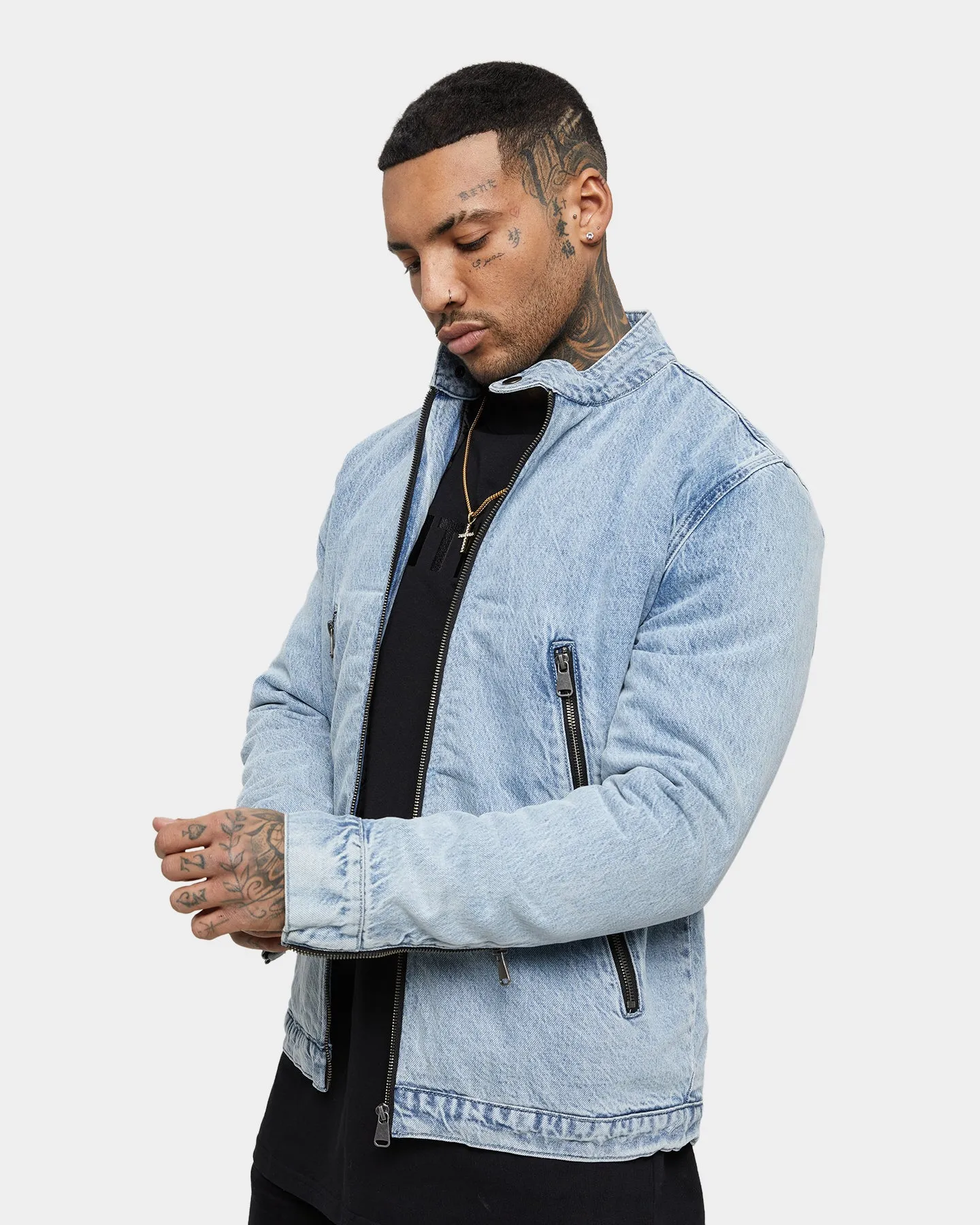 suitable for theater performances Saint Morta Cremallera Denim Jacket Bleach Blue