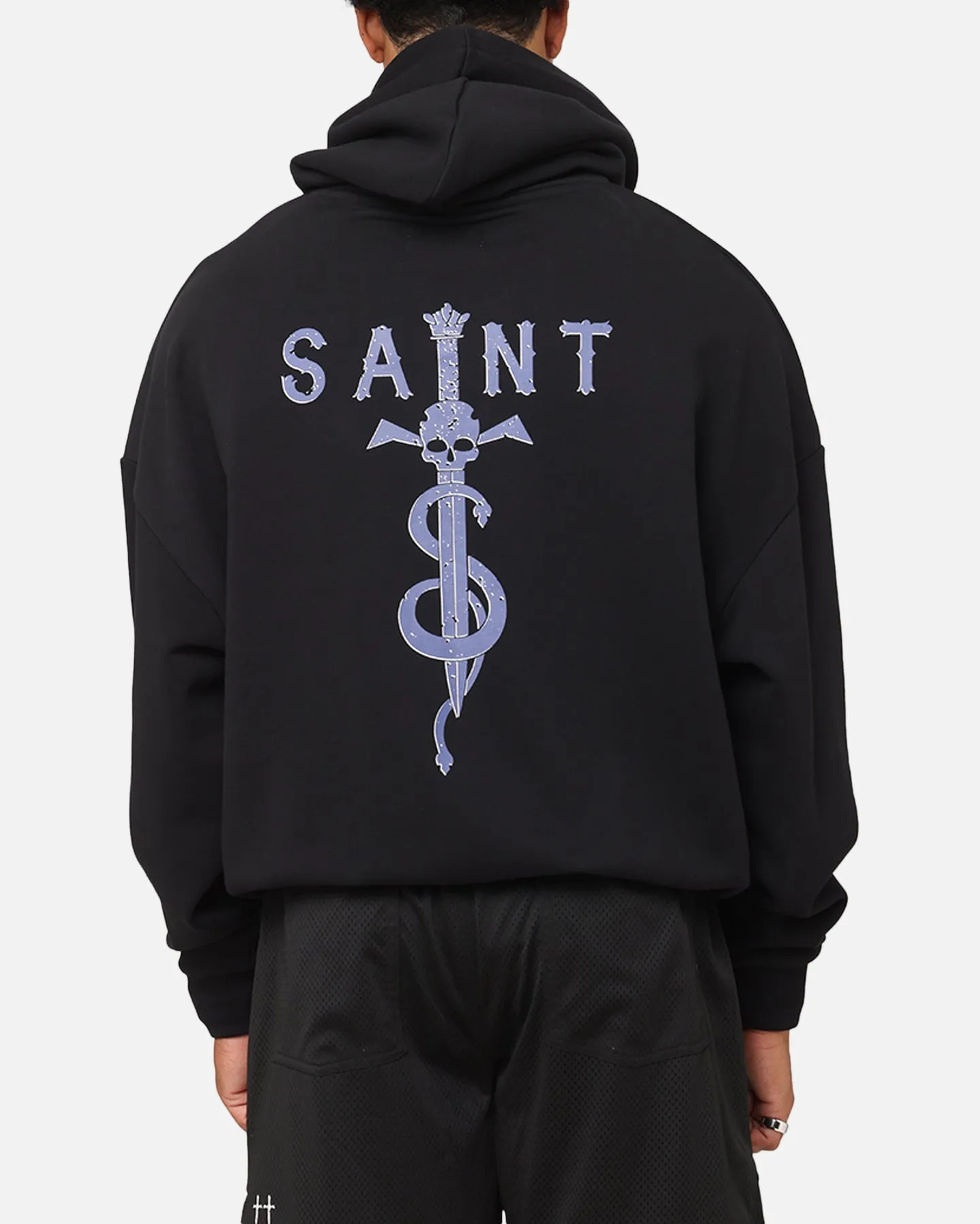 Stain Resistant Saint Morta Daggers Boxy Hoodie Black/Purple