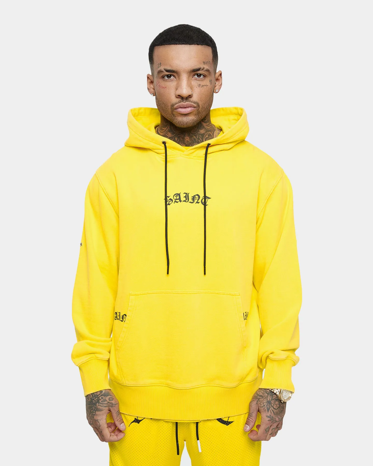 Waterproof Fabric Reinforced Hem Saint Morta Day Of The Dead Hoodie Yellow/Black