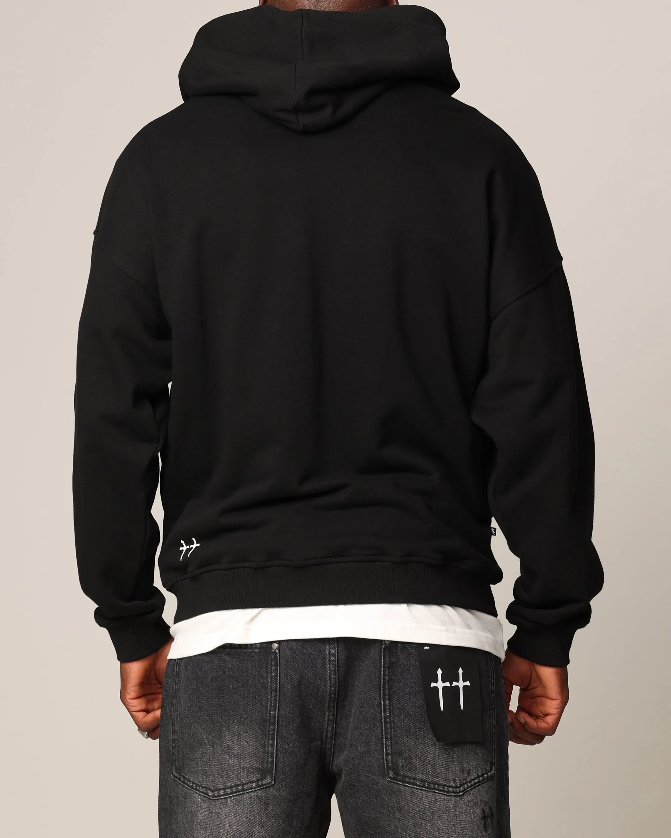 Subtle Compression Strap Adjustment Saint Morta Dead Coffin Club Hoodie Black