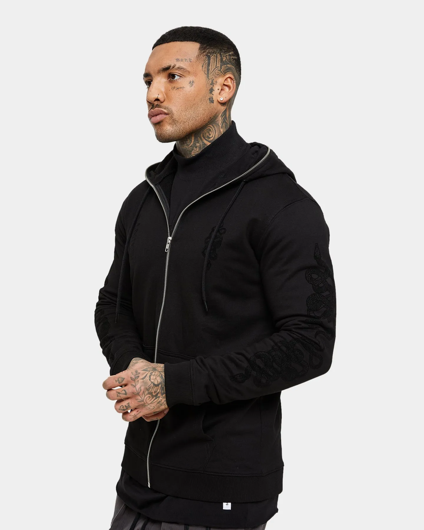 Saint Morta Death Adder Zip Hoodie Black/Black Loose Fit