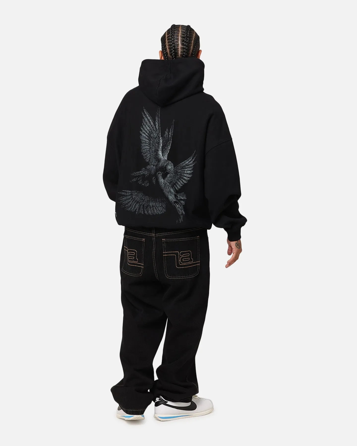 Saint Morta Doves Premium Hoodie Black Minimal Look