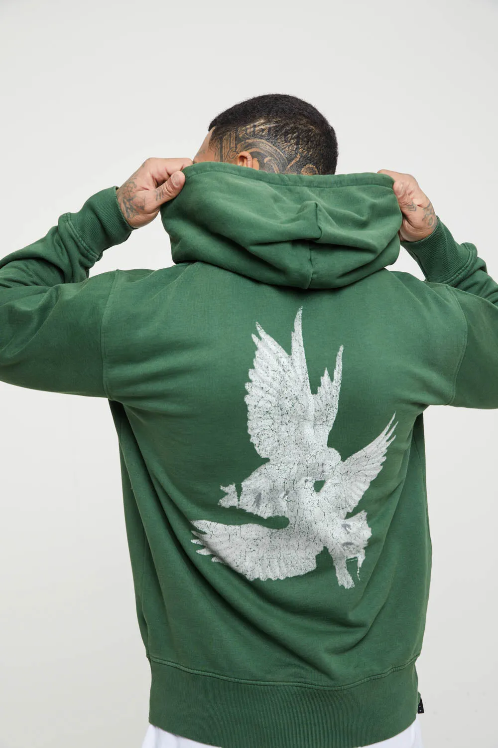 Sleek Fit Saint Morta Doves Vintage Hoodie Aged Forest